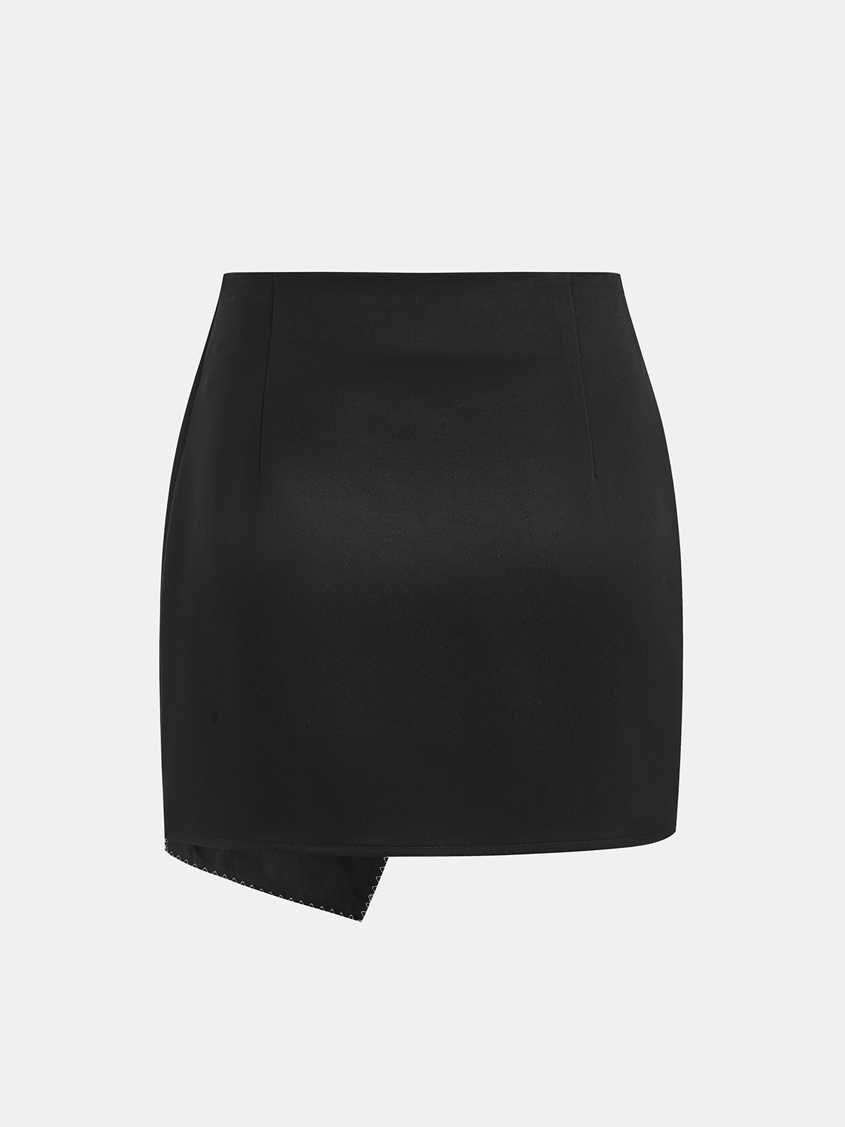 Contrast Scalloped Trim Wrap Mini Skirt-Chicvia