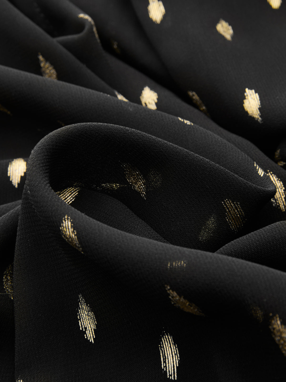 Foil Spot Print Tie-Front Chiffon Blouse-Chicvia