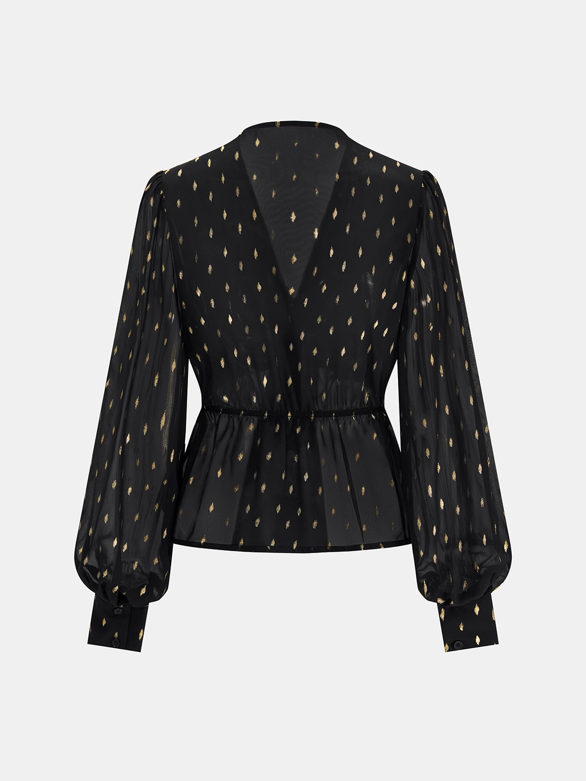 Foil Spot Print Tie-Front Chiffon Blouse-Chicvia