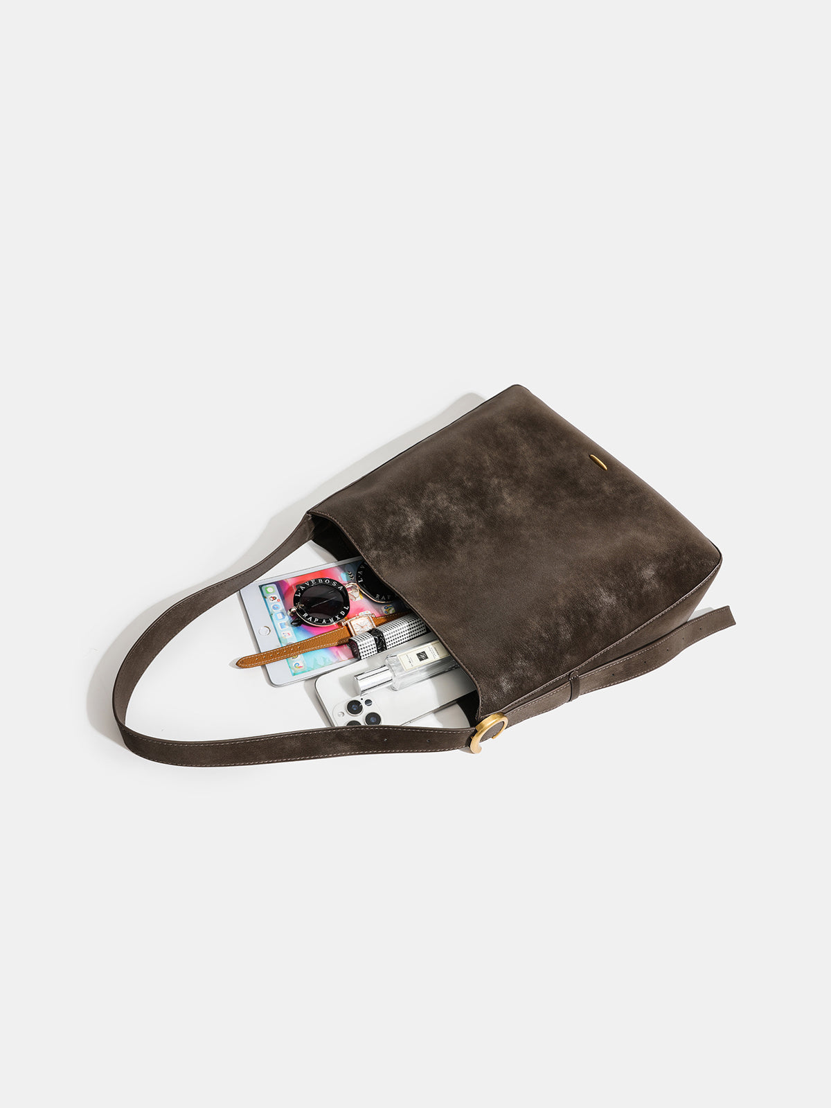 Large-Capacity Faux Suede Hobo Bag-Chicvia