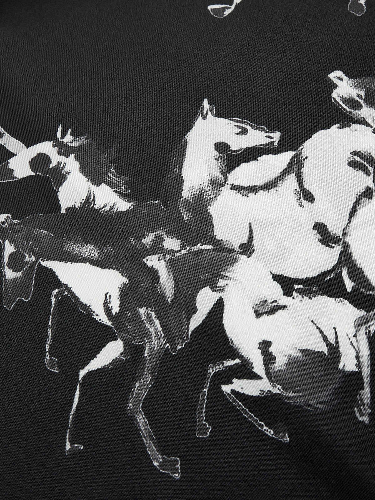 Ink Horse Print A-Line Midi Skirt-Chicvia