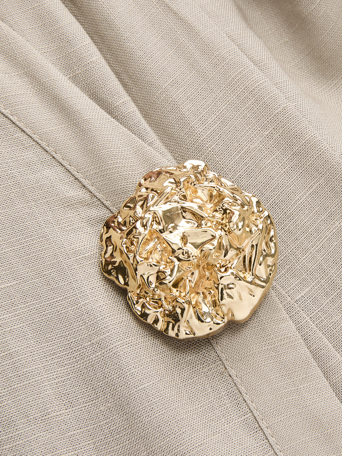 Linen Blend Balloon Sleeve Wrap Blouse-Chicvia