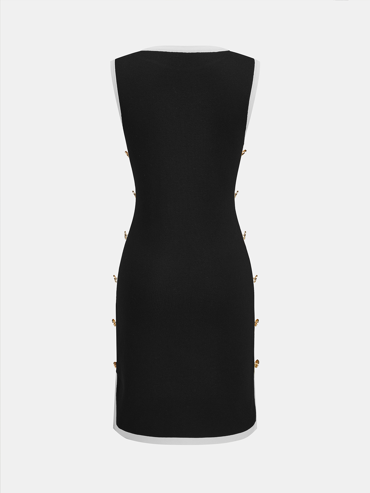 Contrast Trim Sleeveless Knit Dress-Chicvia