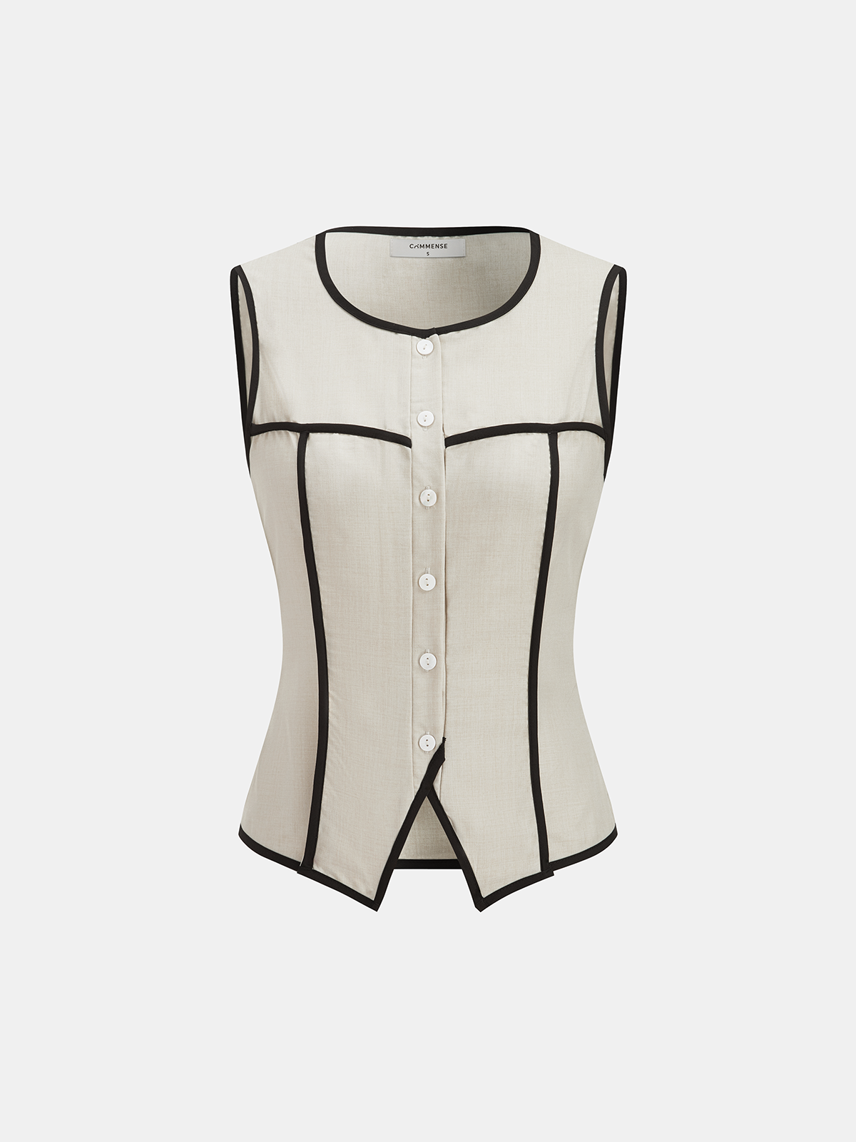 Contrast Piping Vest & Wide-Leg Pants Set-Chicvia