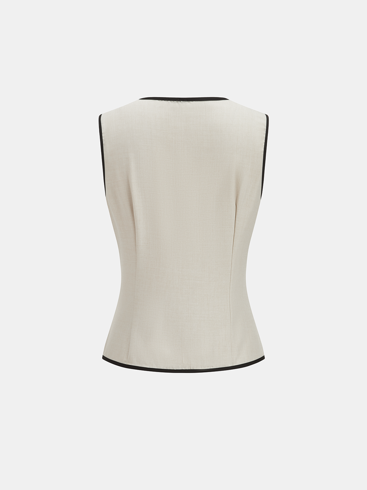 Contrast Piping Vest & Wide-Leg Pants Set-Chicvia