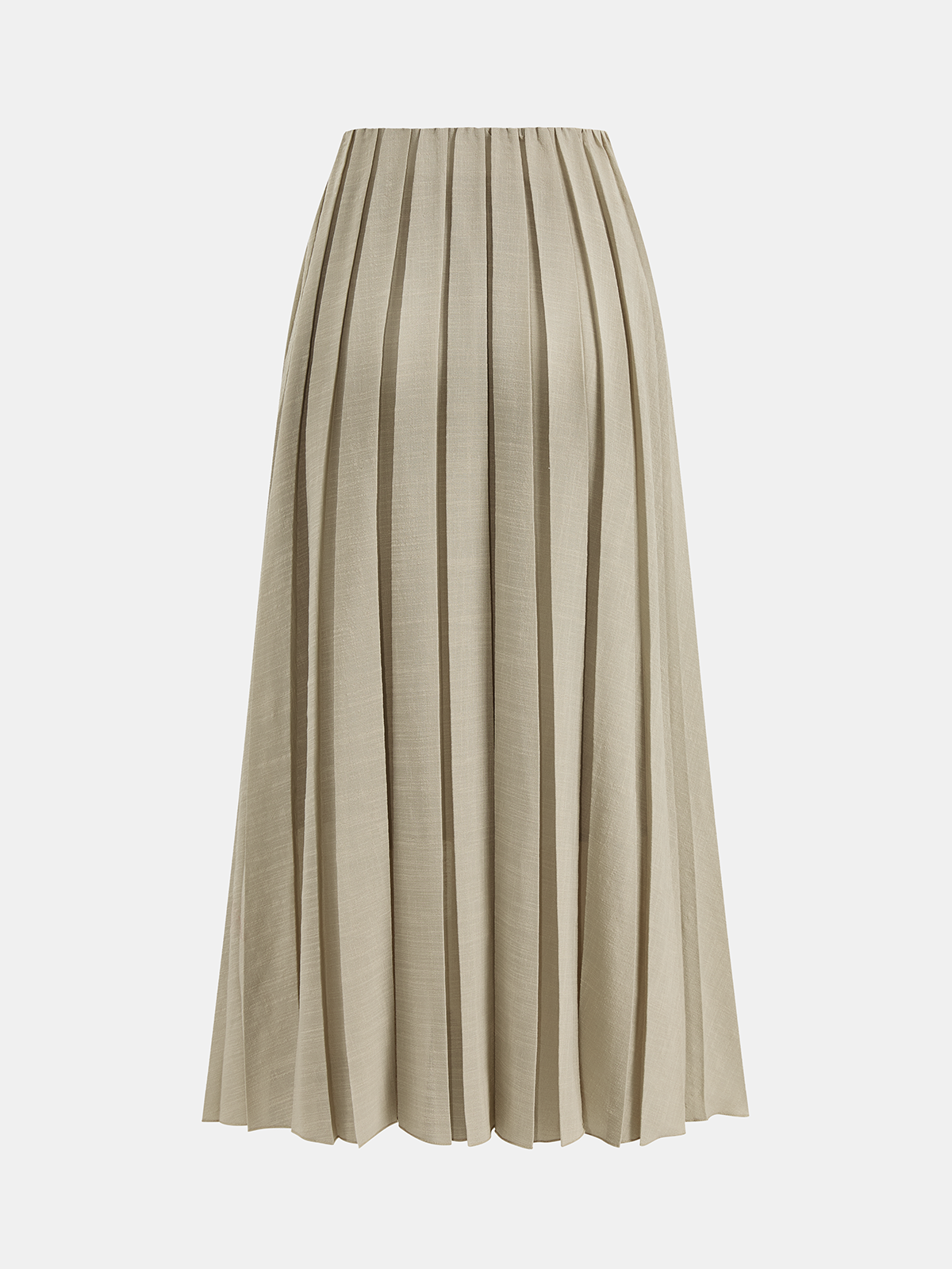 Elastic Waist Pleated Midi Skirt-Chicvia