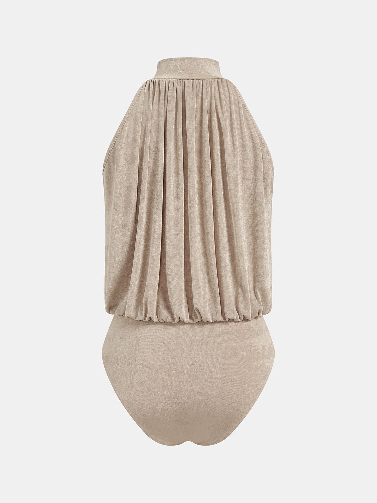 Mock Neck Sleeveless Ruched Bodysuit-Chicvia