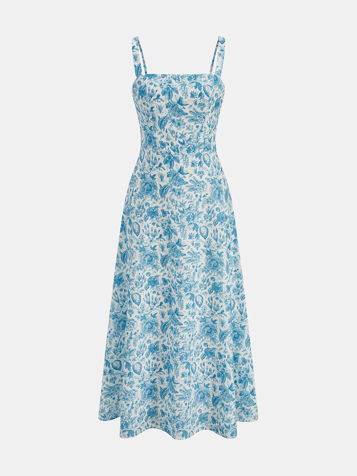 Floral Print Strappy Maxi Dress-Chicvia