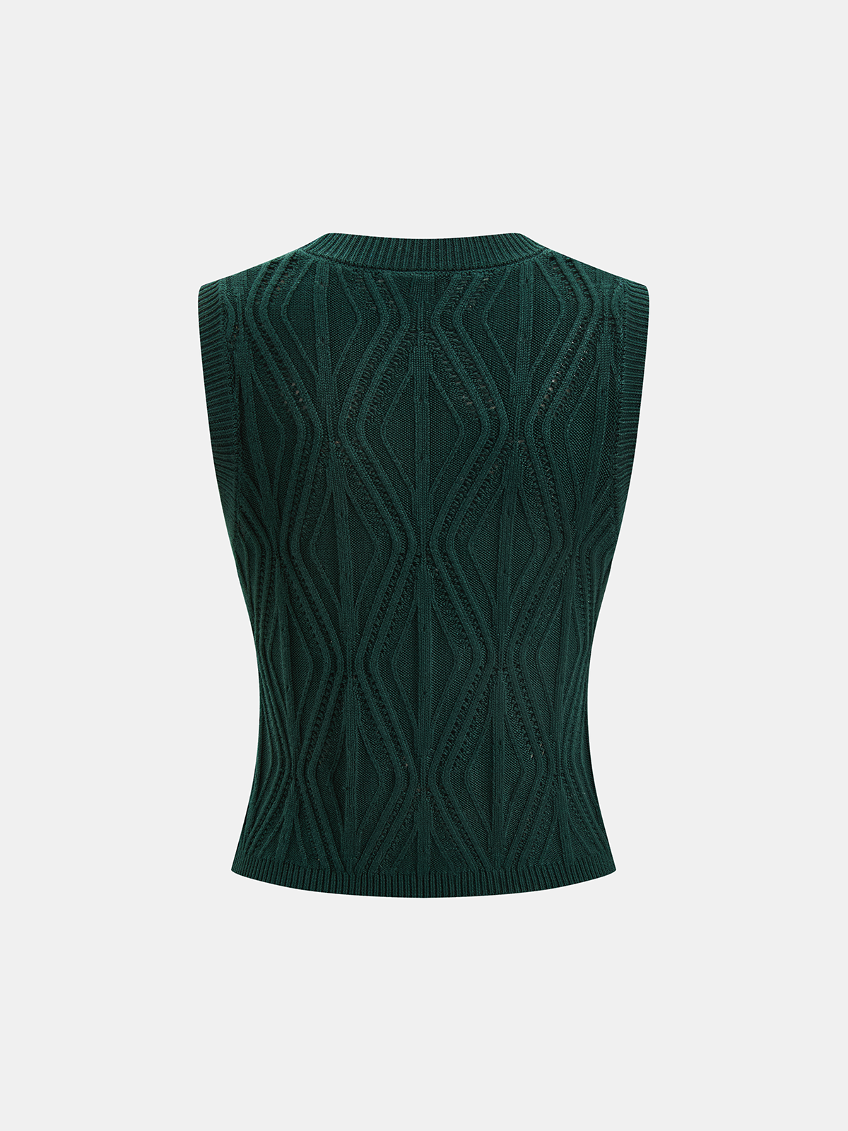 Geometric Cable Knit Sleeveless Top-Chicvia