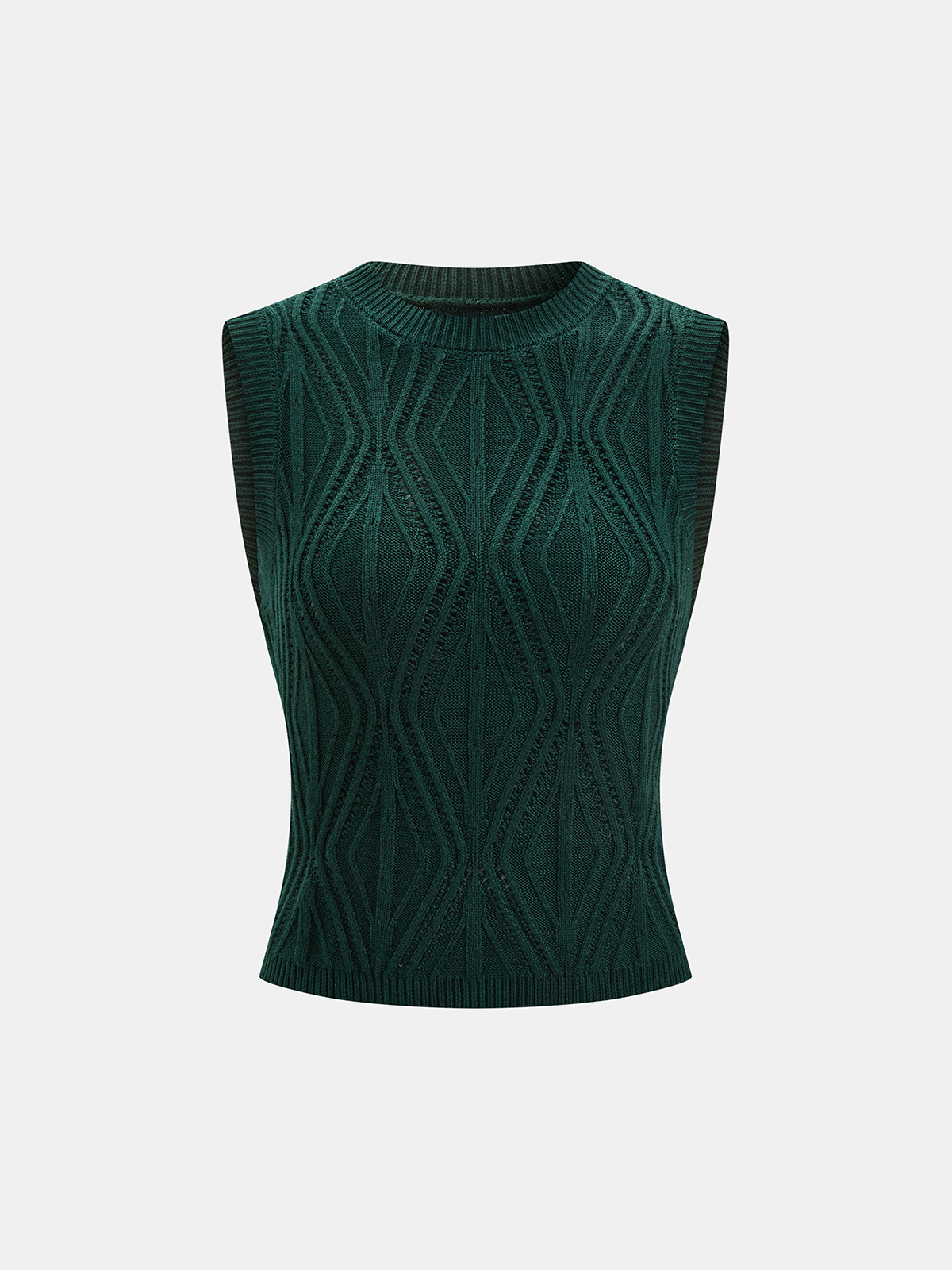 Geometric Cable Knit Sleeveless Top-Chicvia