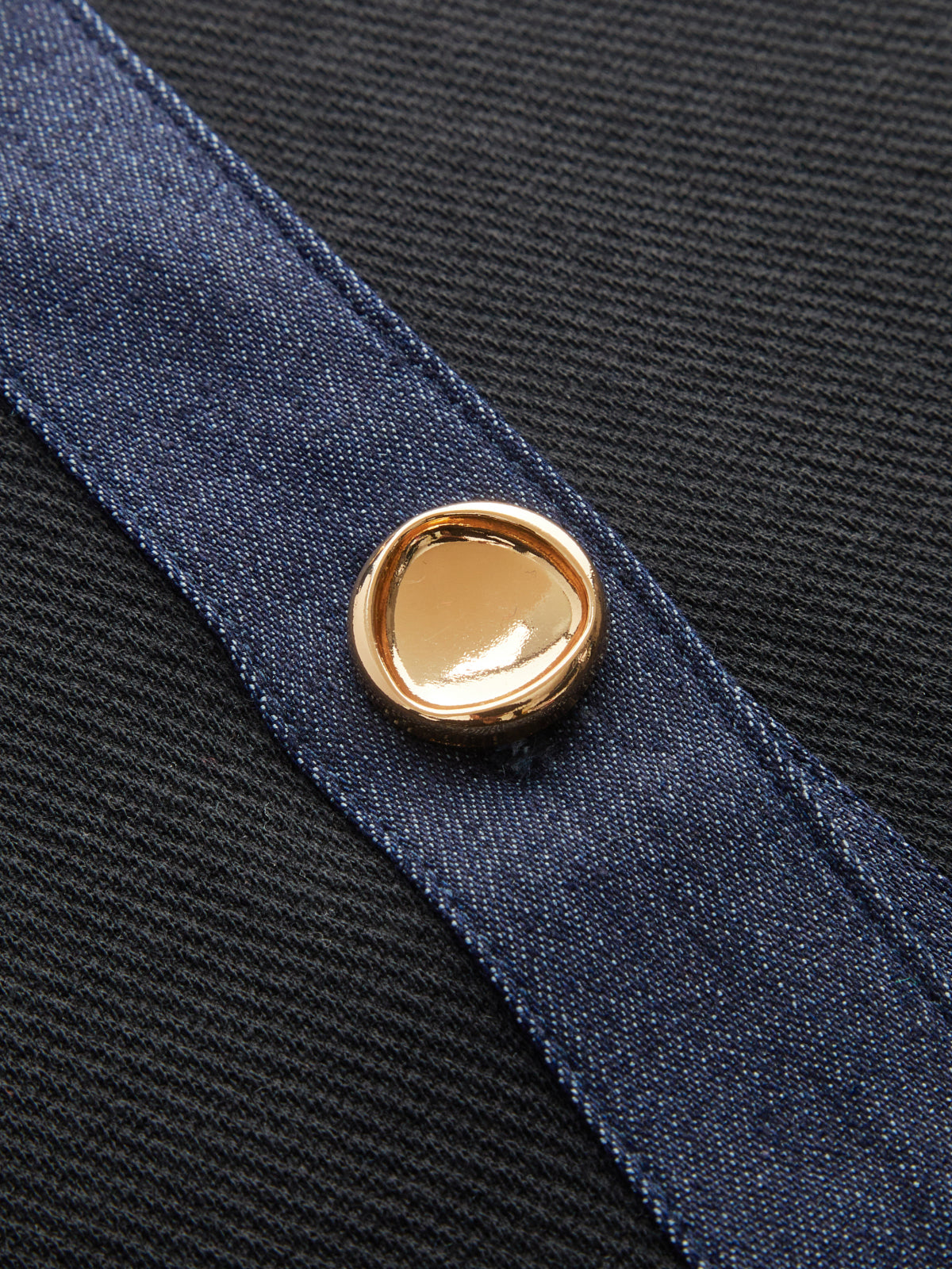 Denim Panel Sleeveless Buttoned Midi Dress-Chicvia