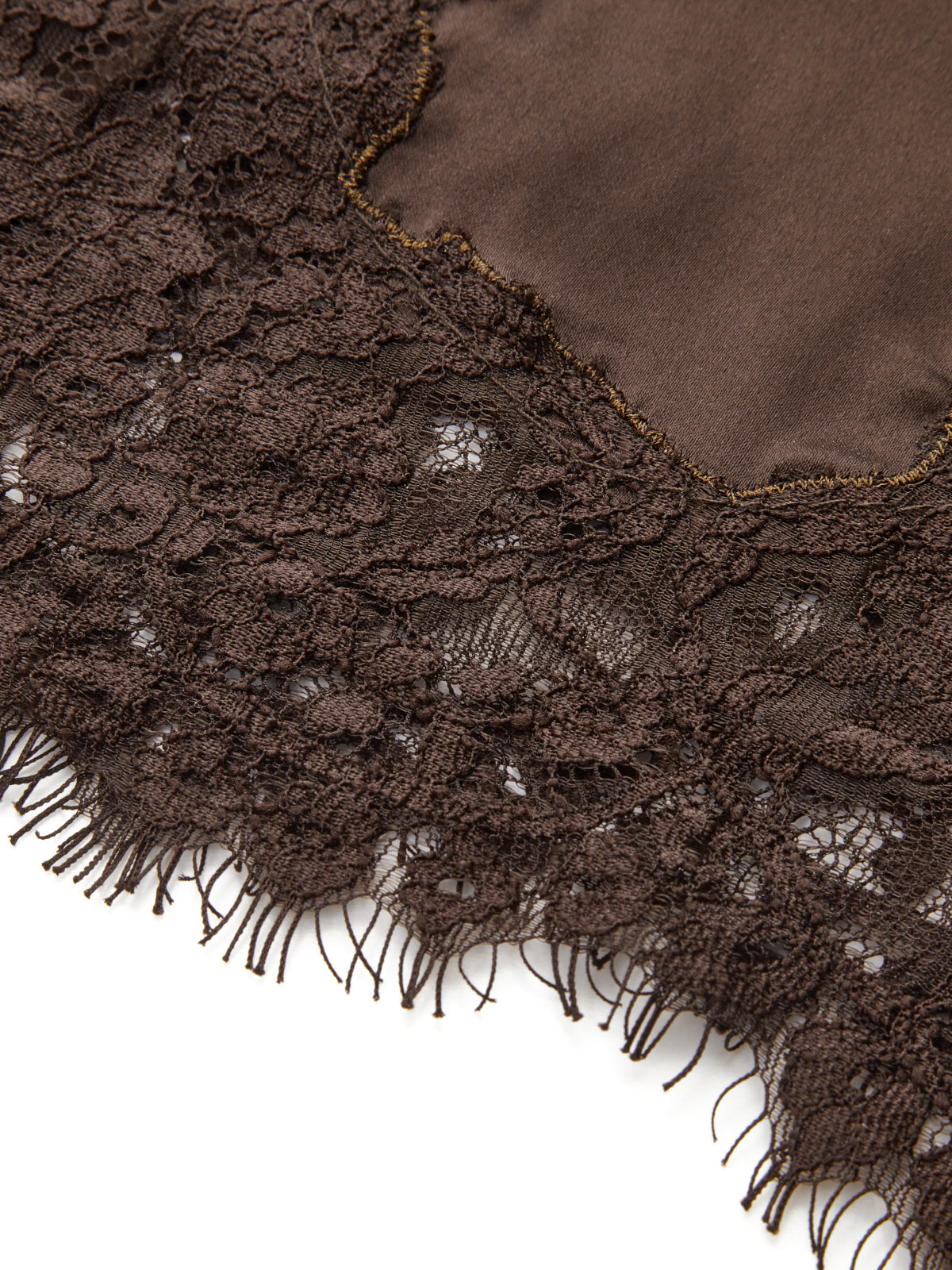 Lace Trim Satin V-Neck Cami Top-Chicvia