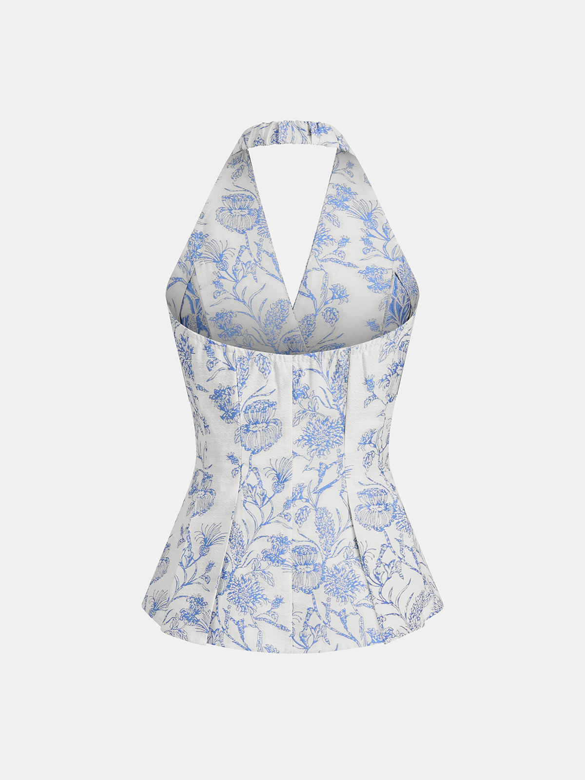 Floral Print Halter Button-Front Vest Top-Chicvia