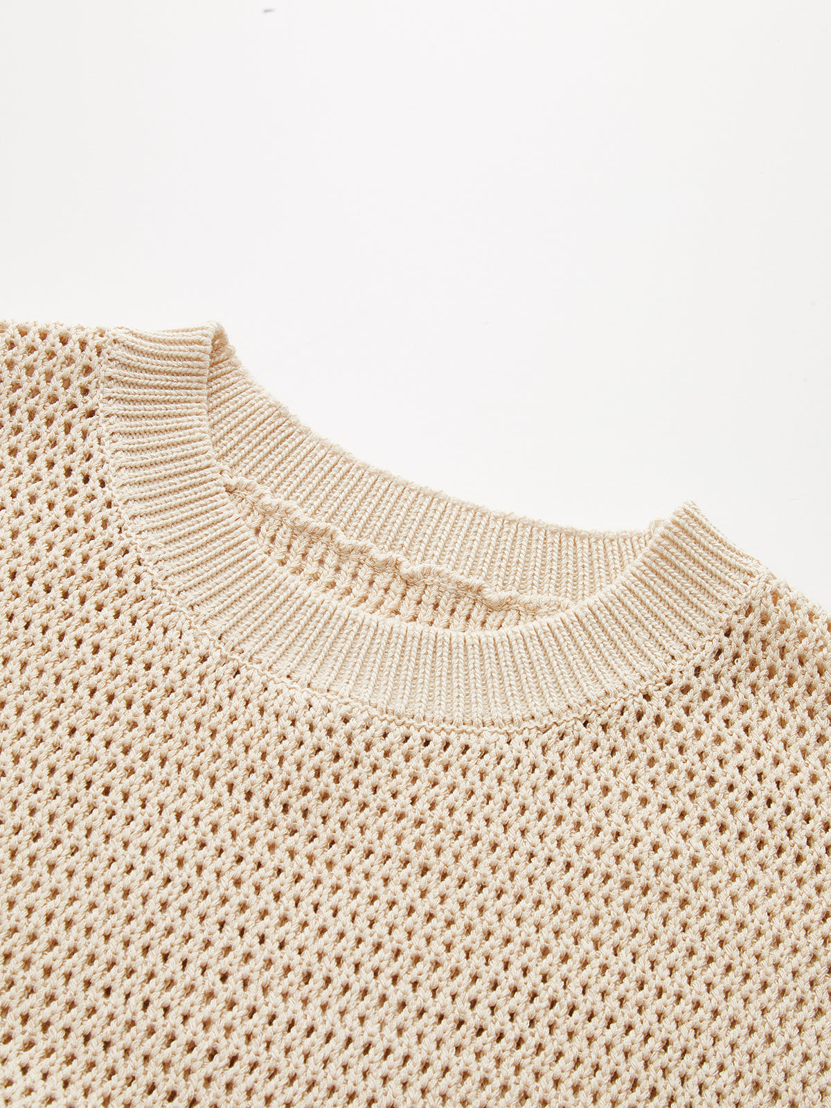 Open-Knit Cap Sleeve Sweater Top-Chicvia