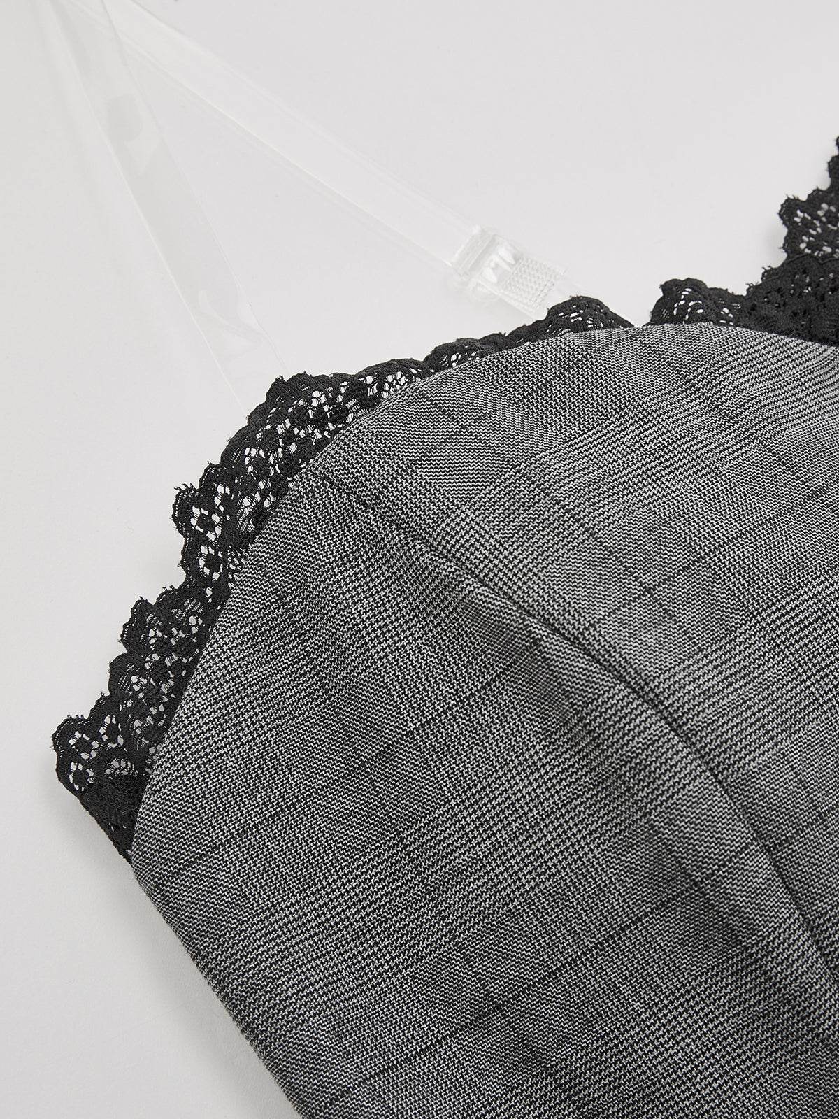 Plaid Lace Trim Strapless Top & Pants Set-Chicvia