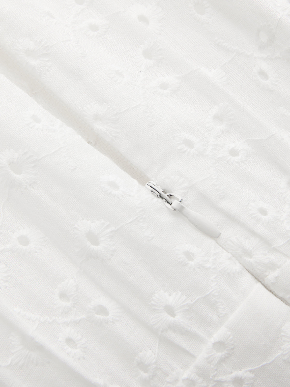 Cotton Eyelet V-Neck Tiered Mini Dress-Chicvia