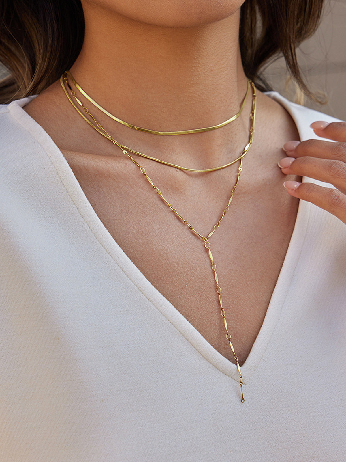 Layered Y-Shaped Lariat Necklace-Chicvia