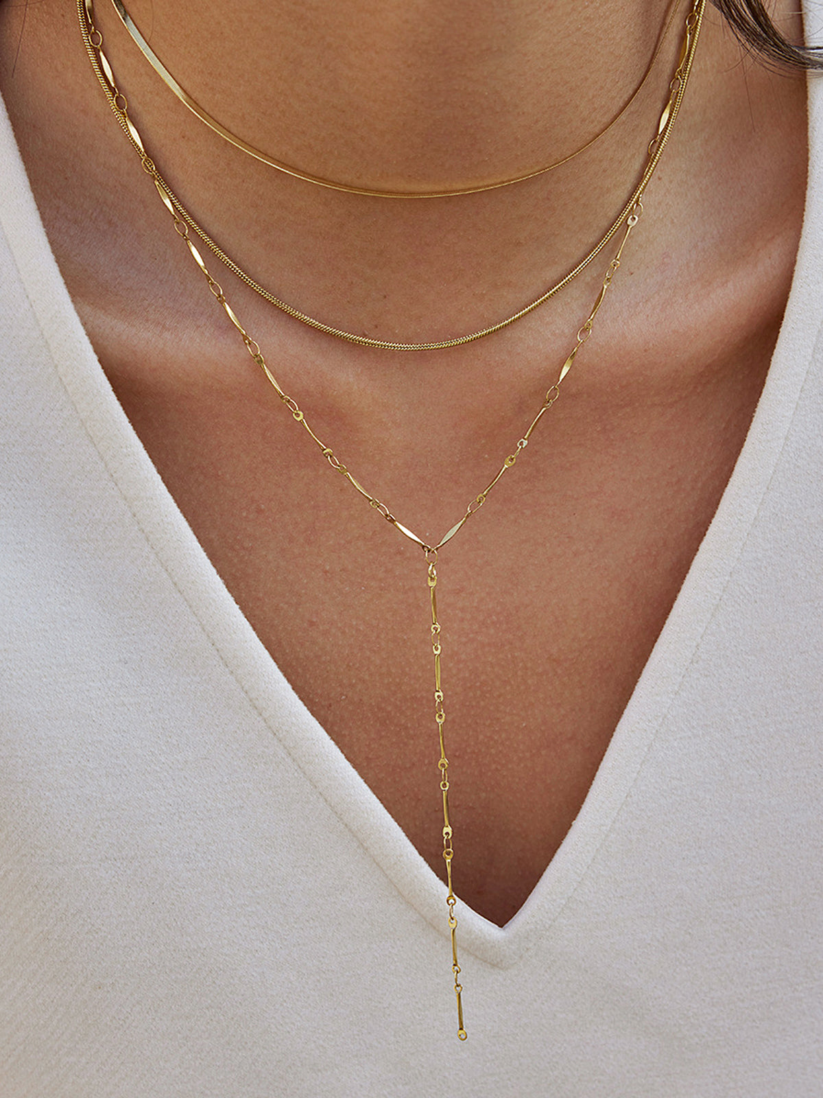 Layered Y-Shaped Lariat Necklace-Chicvia