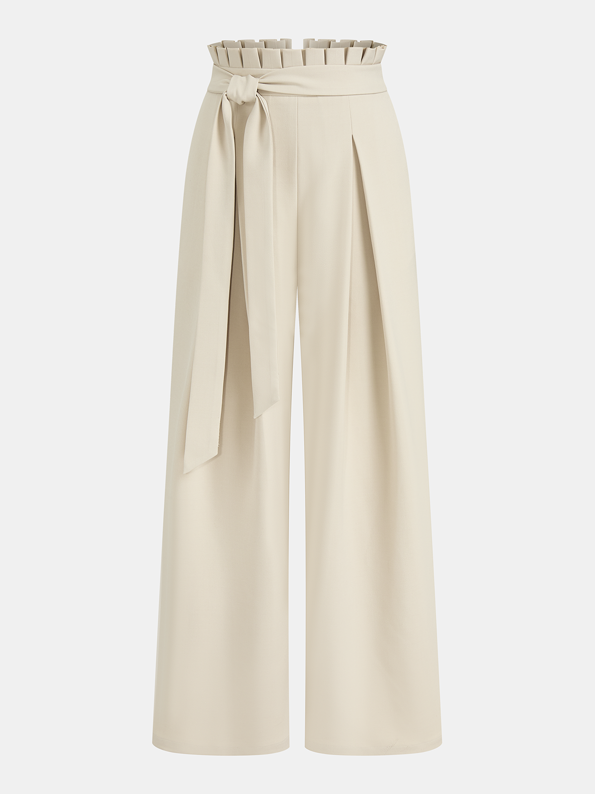 Mid-Waist Ruffled Wide-Leg Pants-Chicvia