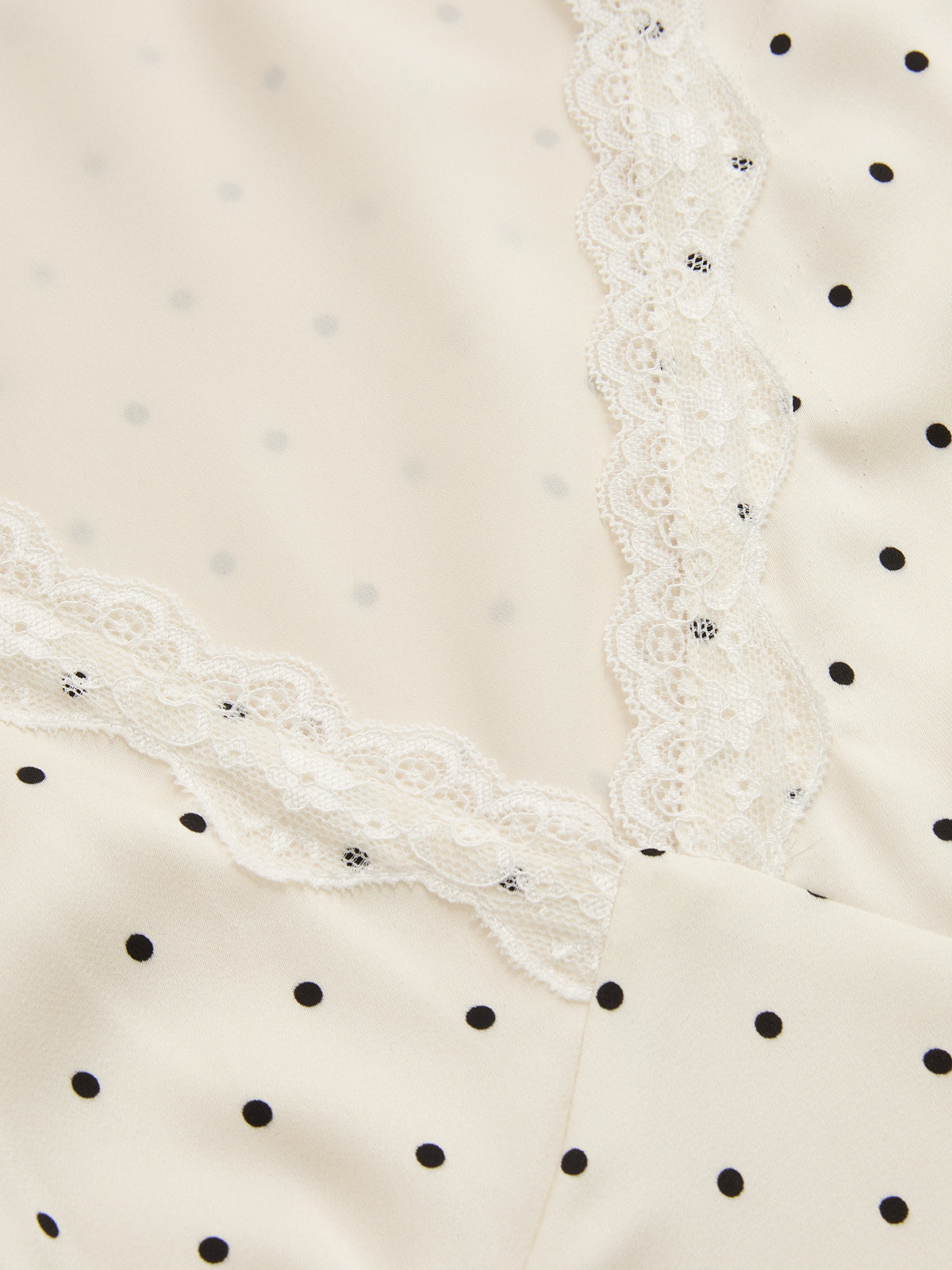 Polka Dot Lace Trim Midi Dress-Chicvia