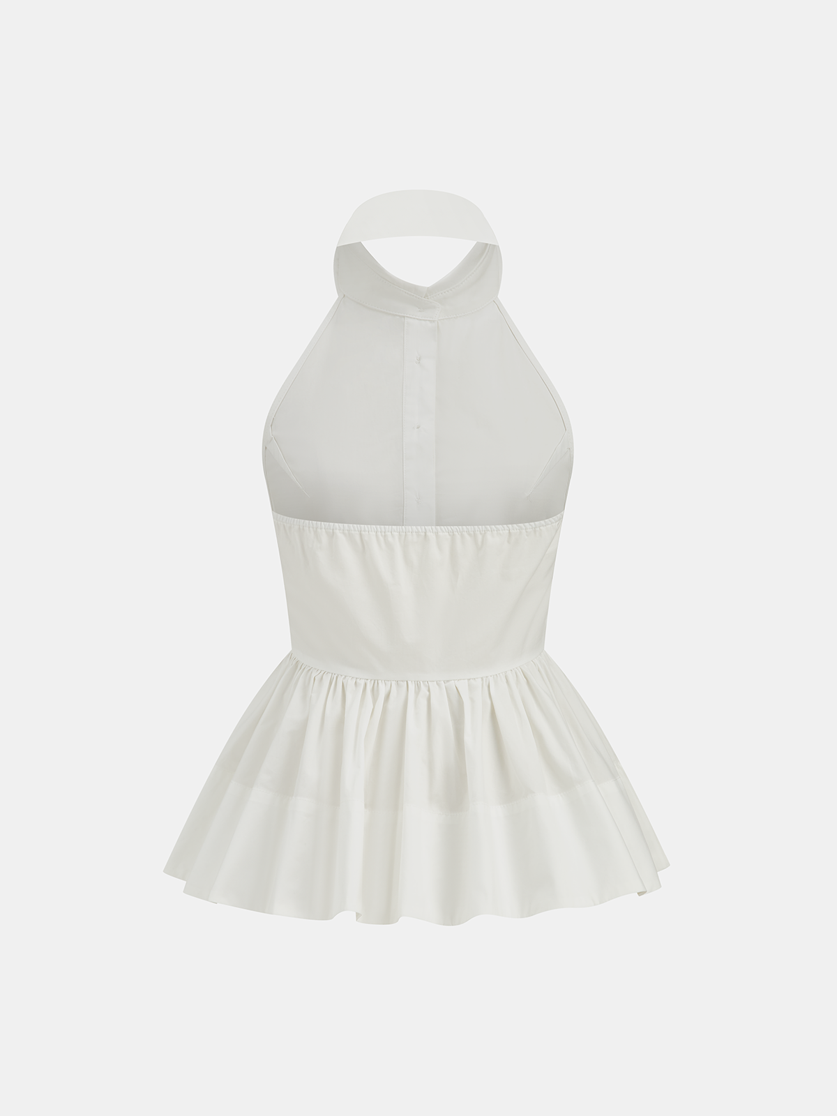 Cotton Halter Backless Peplum Blouse-Chicvia
