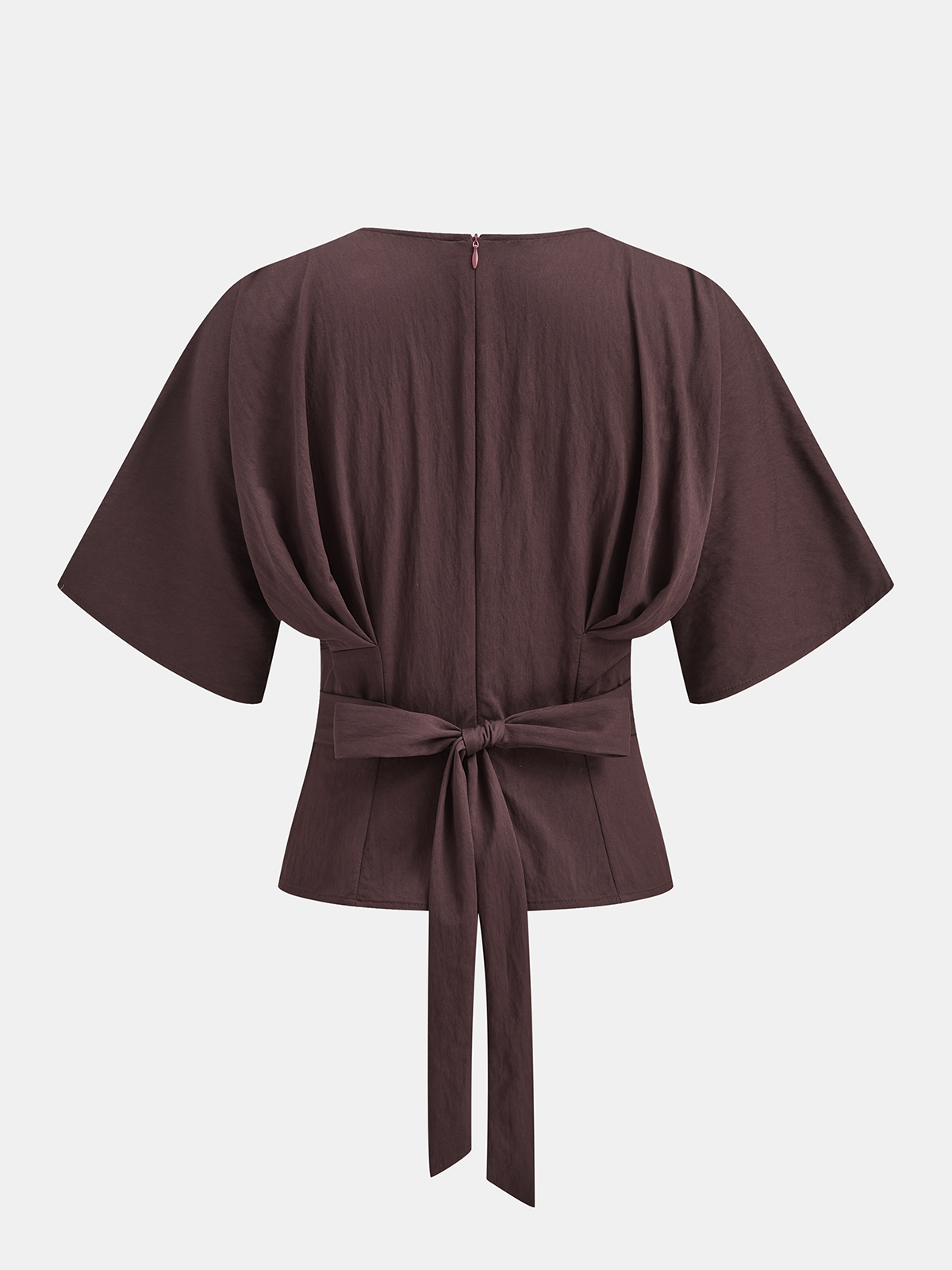 Dolman Sleeve Tie-Back V-Neck Blouse-Chicvia