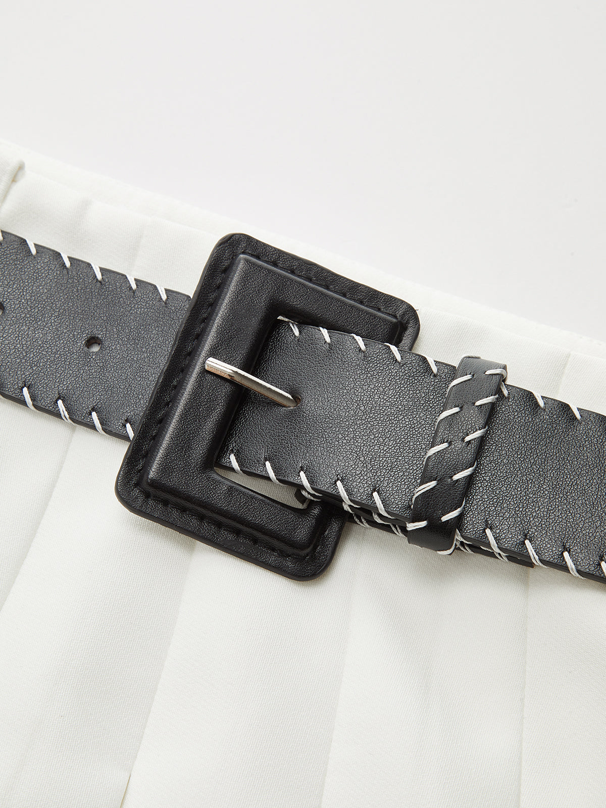 Belted Pleated Midi Skirt-Chicvia