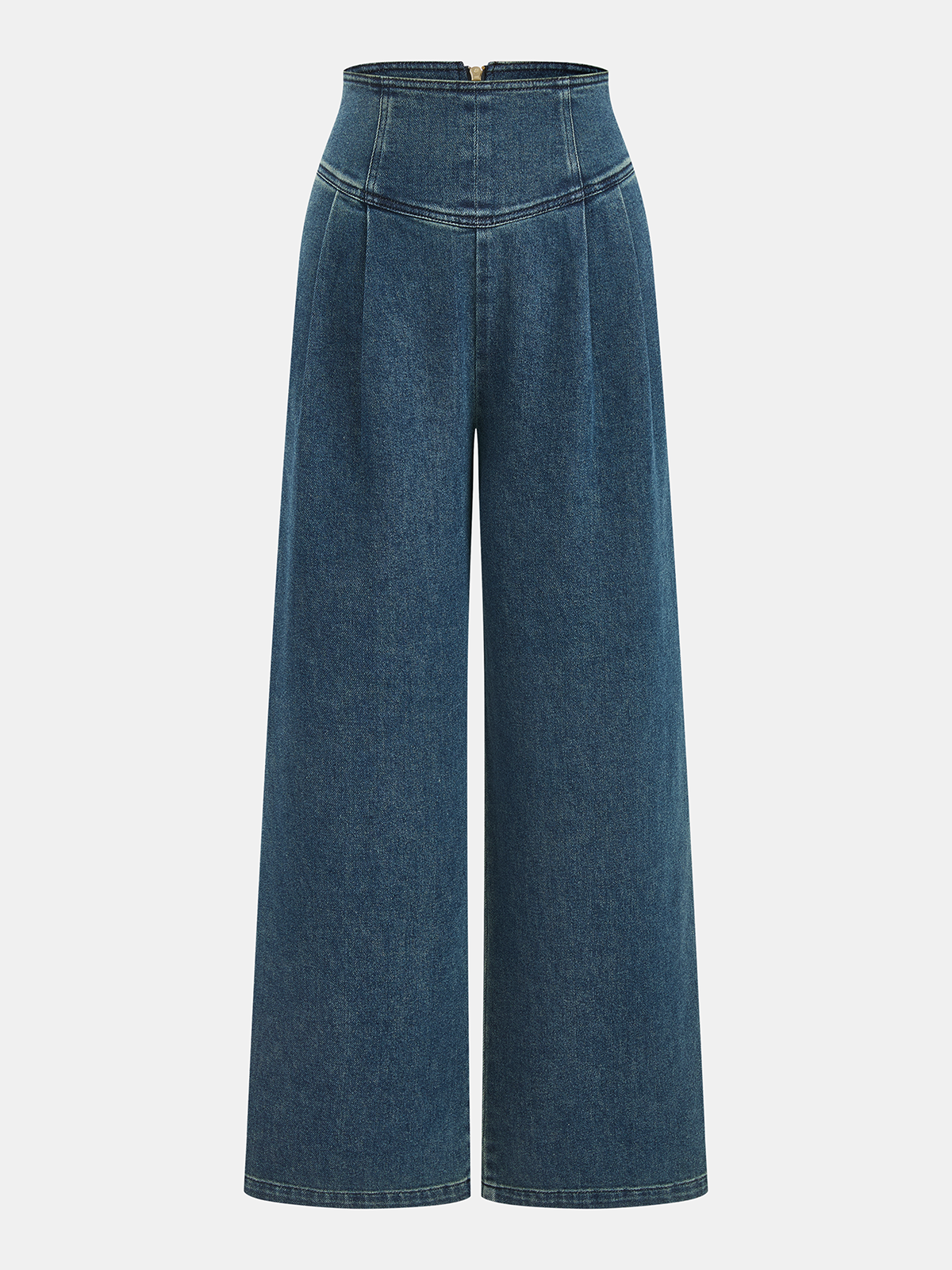 High-Waist Wide-Leg Denim Pants-Chicvia