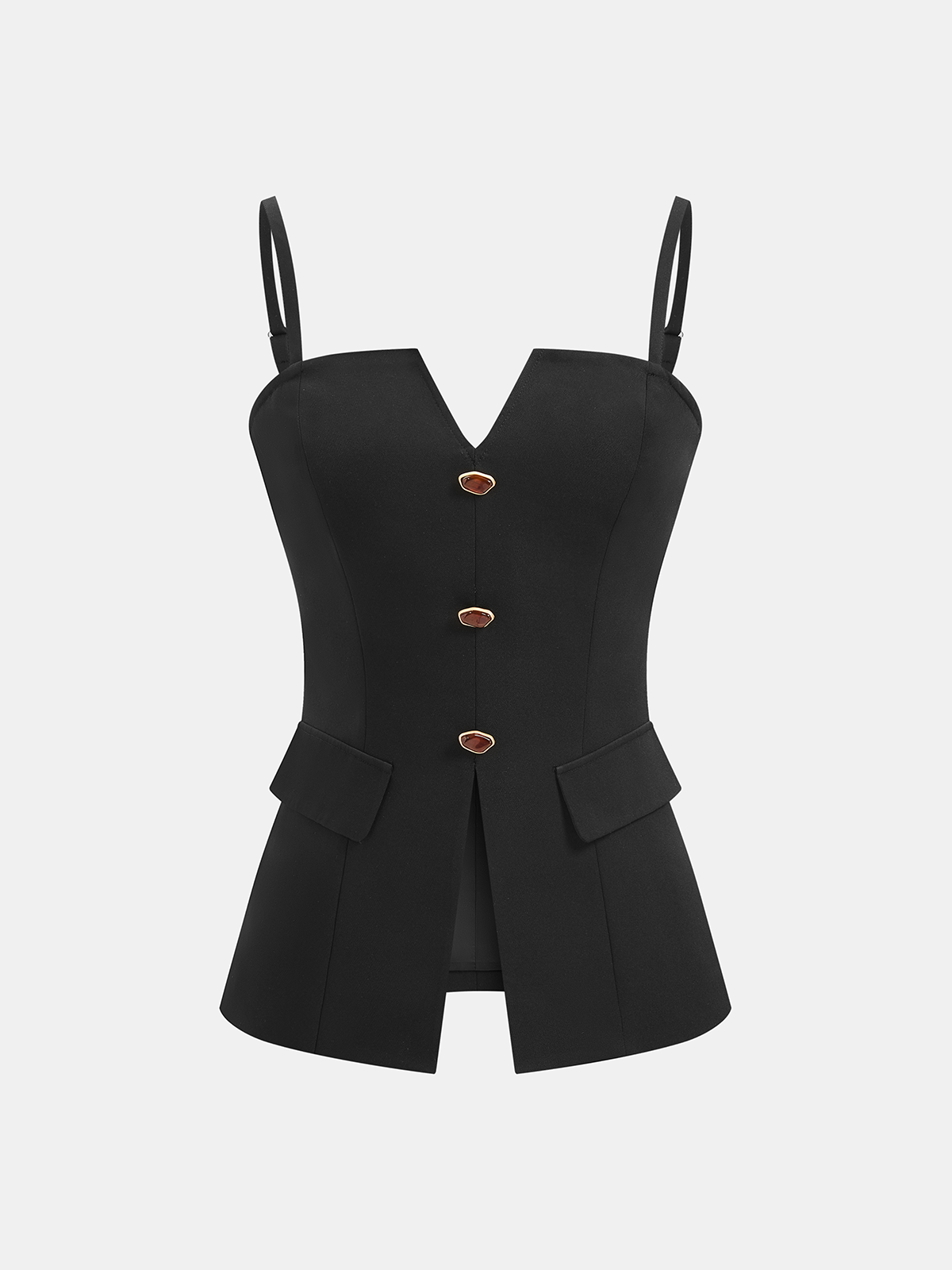 Buttoned Cami Top & Wide Leg Pants Set-Chicvia