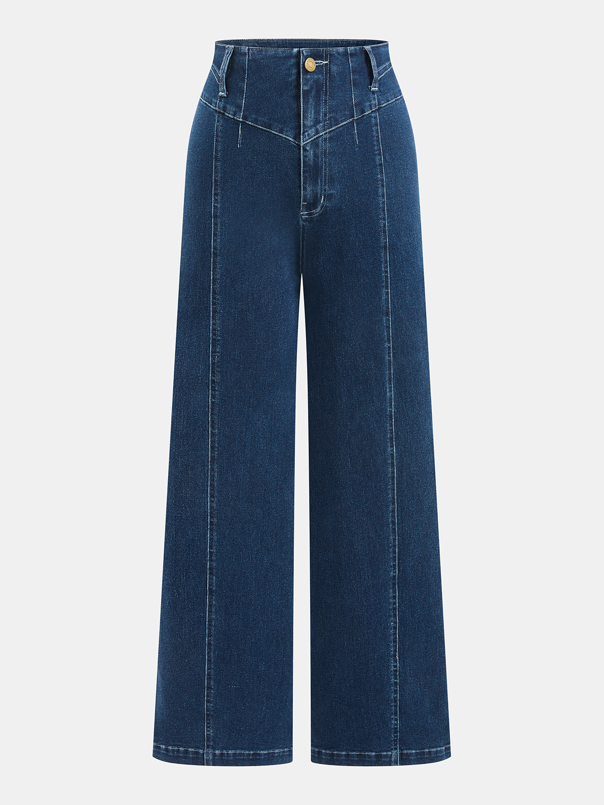 Mid-Waist Straight-Leg Denim Pants-Chicvia