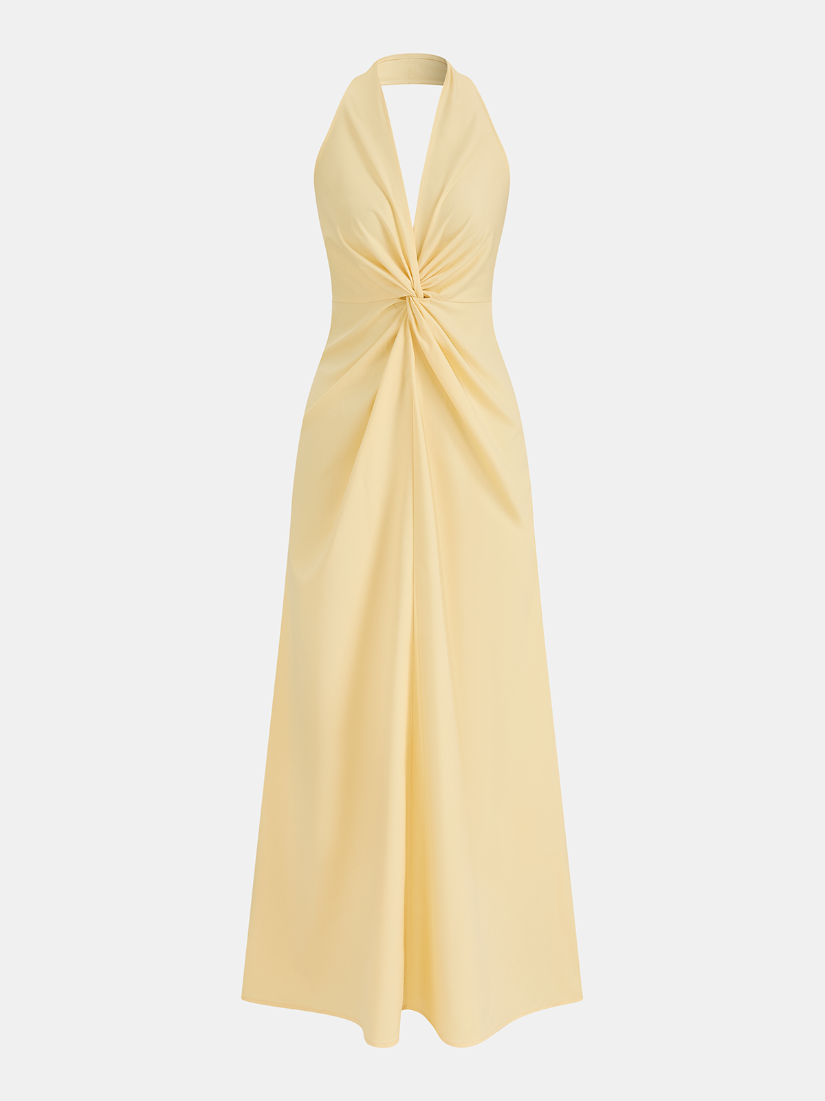 Halter Neck Twisted Waist Maxi Dress-Chicvia