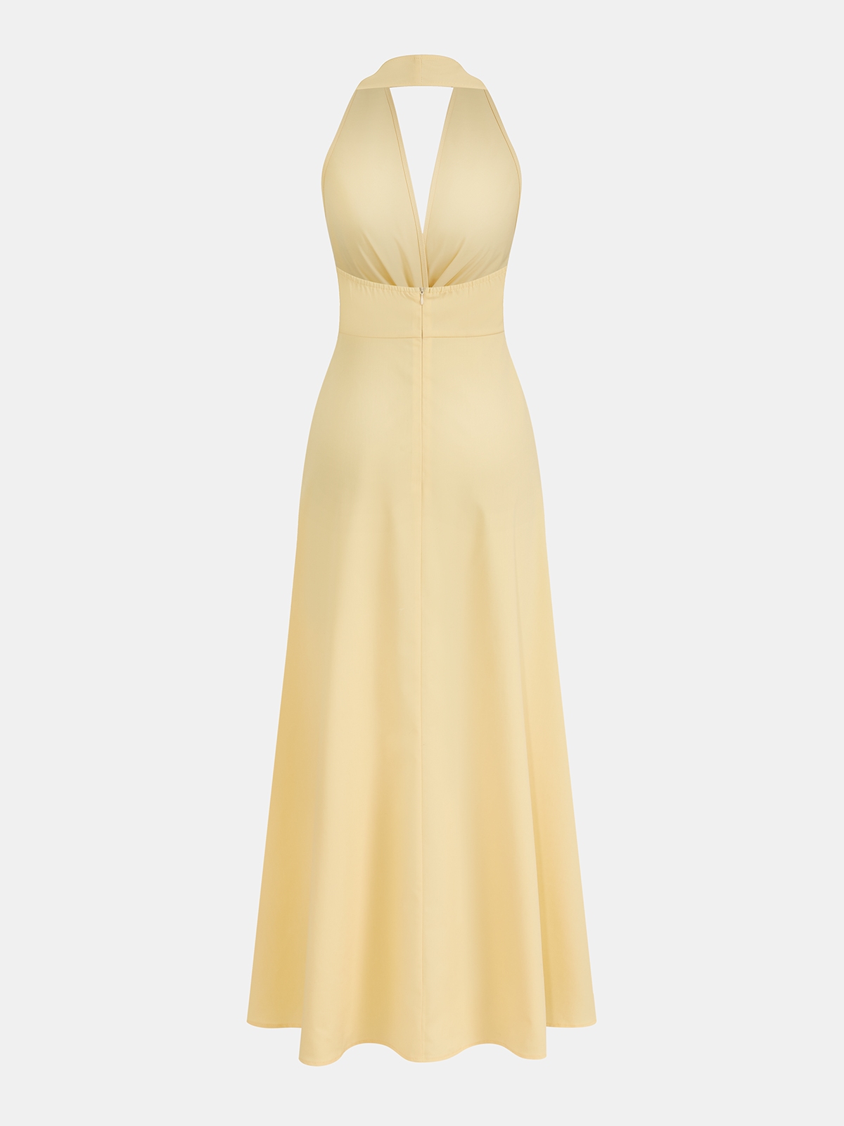 Halter Neck Twisted Waist Maxi Dress-Chicvia