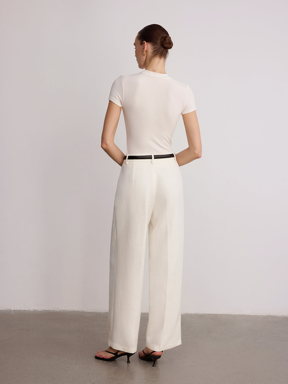 Belted Mid-Waist Wide-Leg Pants-Chicvia