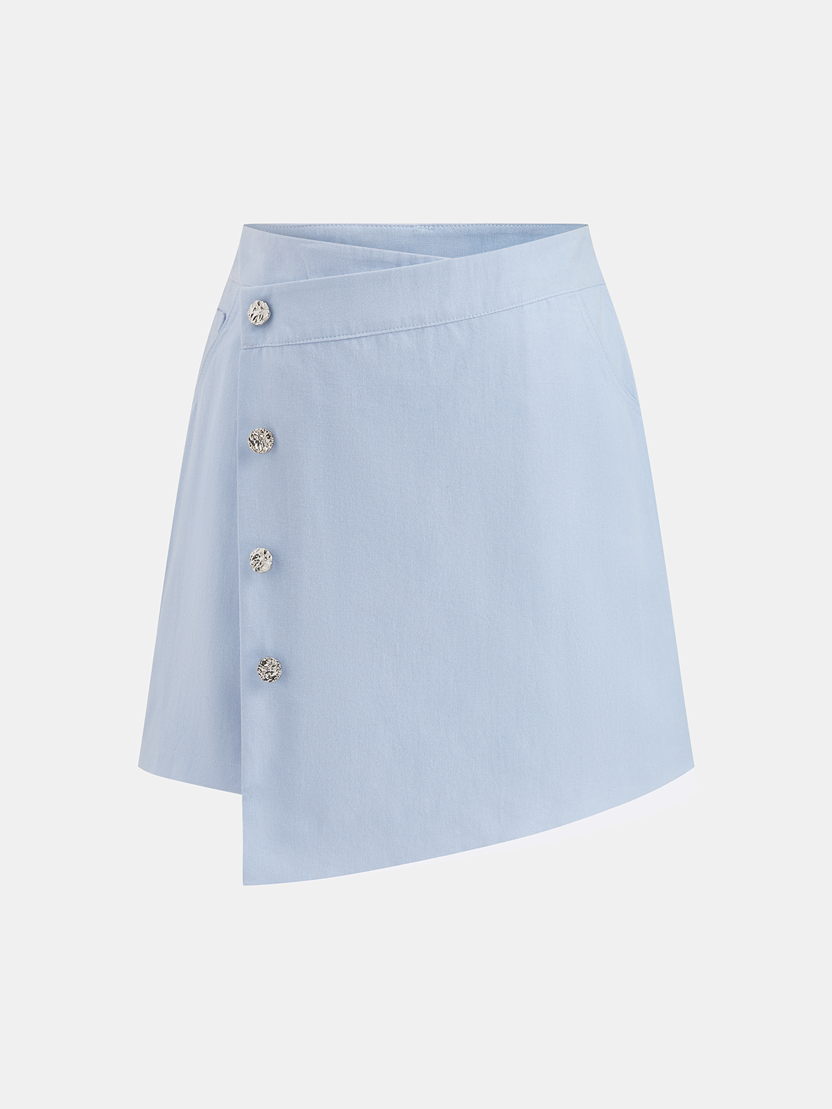 Cotton Knot-Front Shirt & Asymmetrical Skirt Set-Chicvia