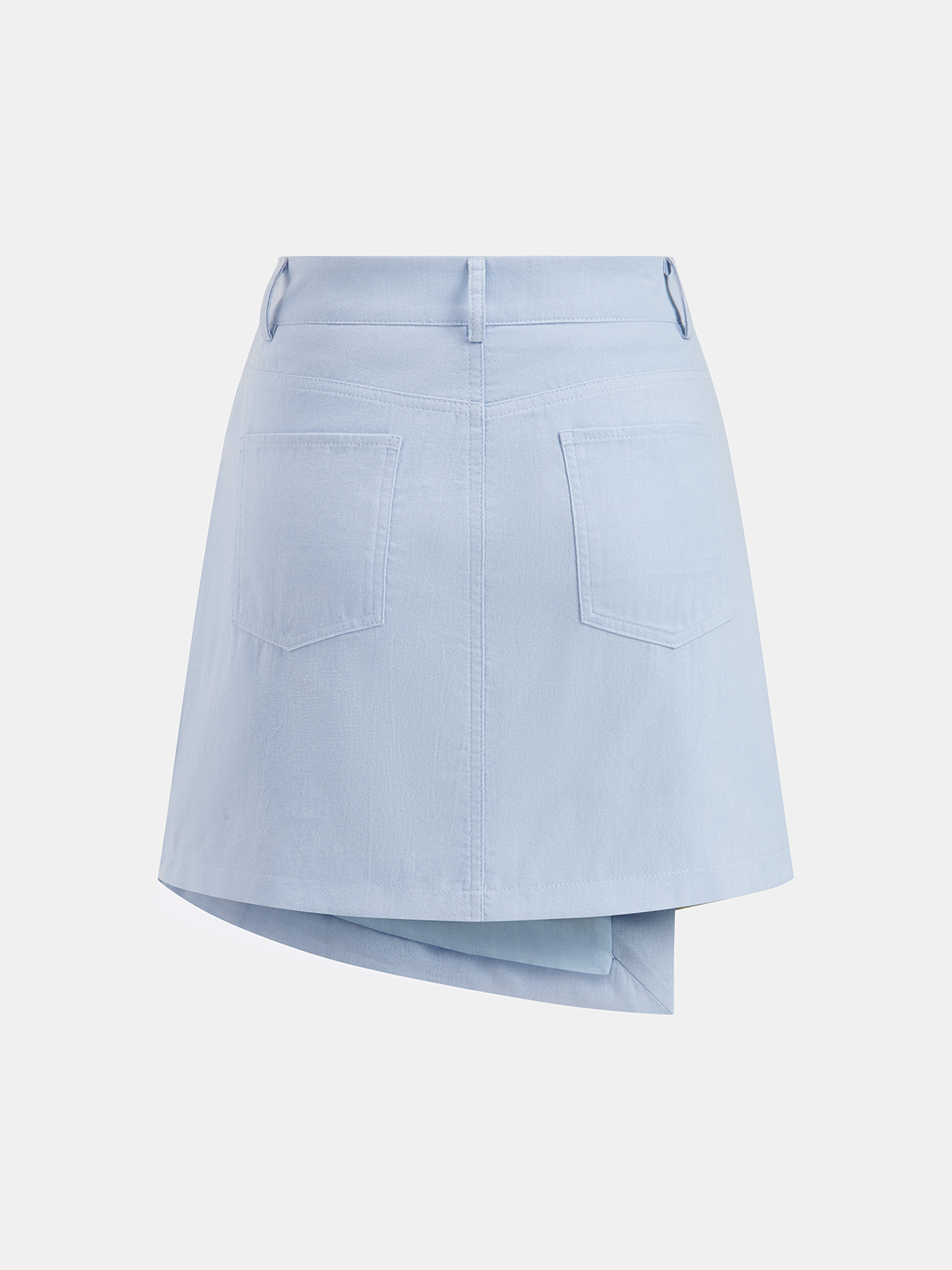 Cotton Knot-Front Shirt & Asymmetrical Skirt Set-Chicvia