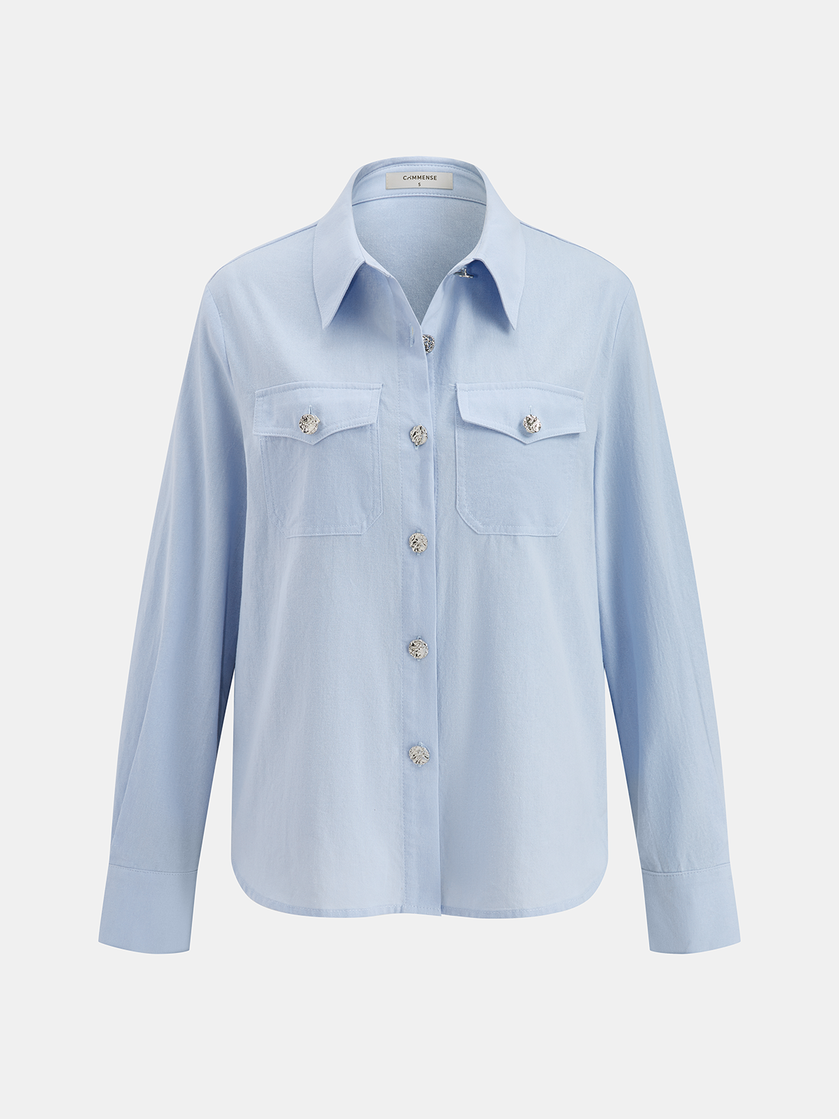 Cotton Knot-Front Shirt & Asymmetrical Skirt Set-Chicvia