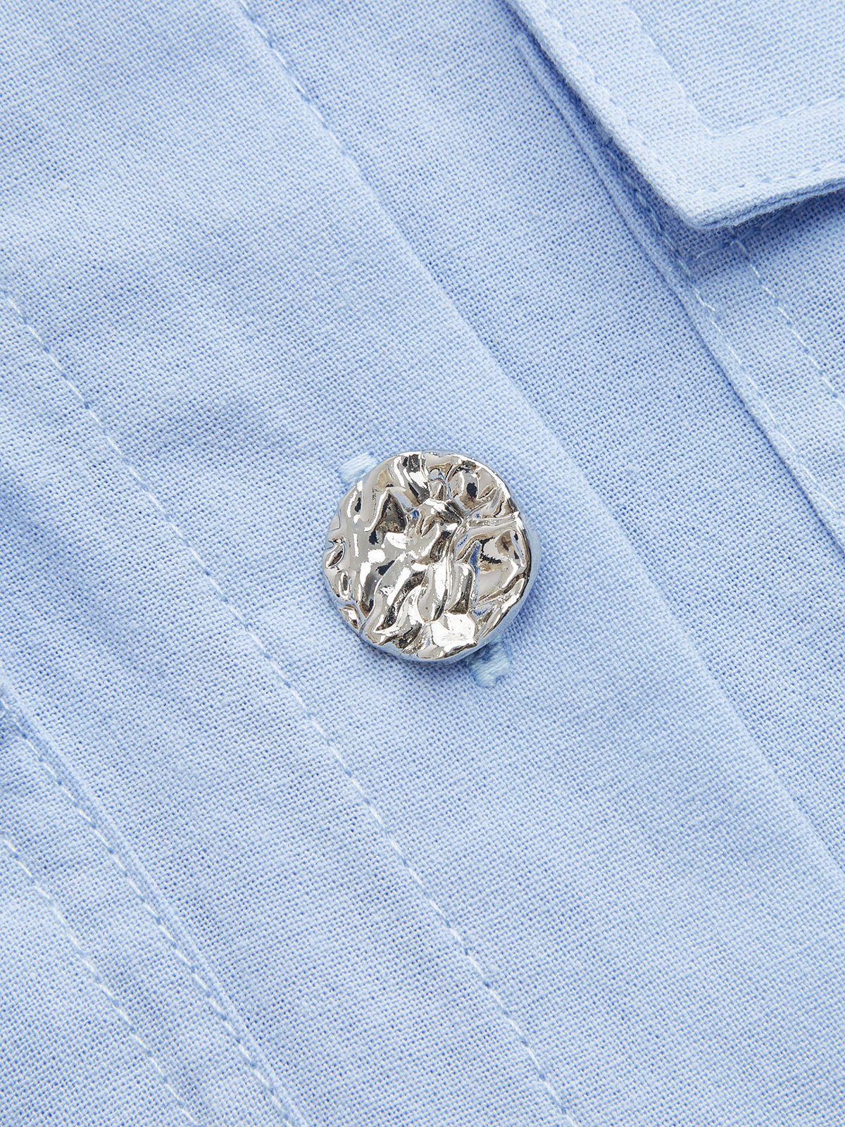 Cotton Knot-Front Shirt & Asymmetrical Skirt Set-Chicvia