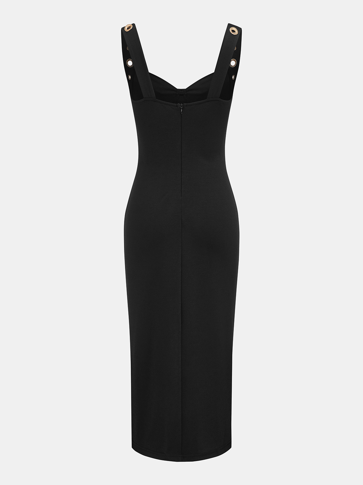 Grommet Detail Sweetheart Neck Midi Dress-Chicvia