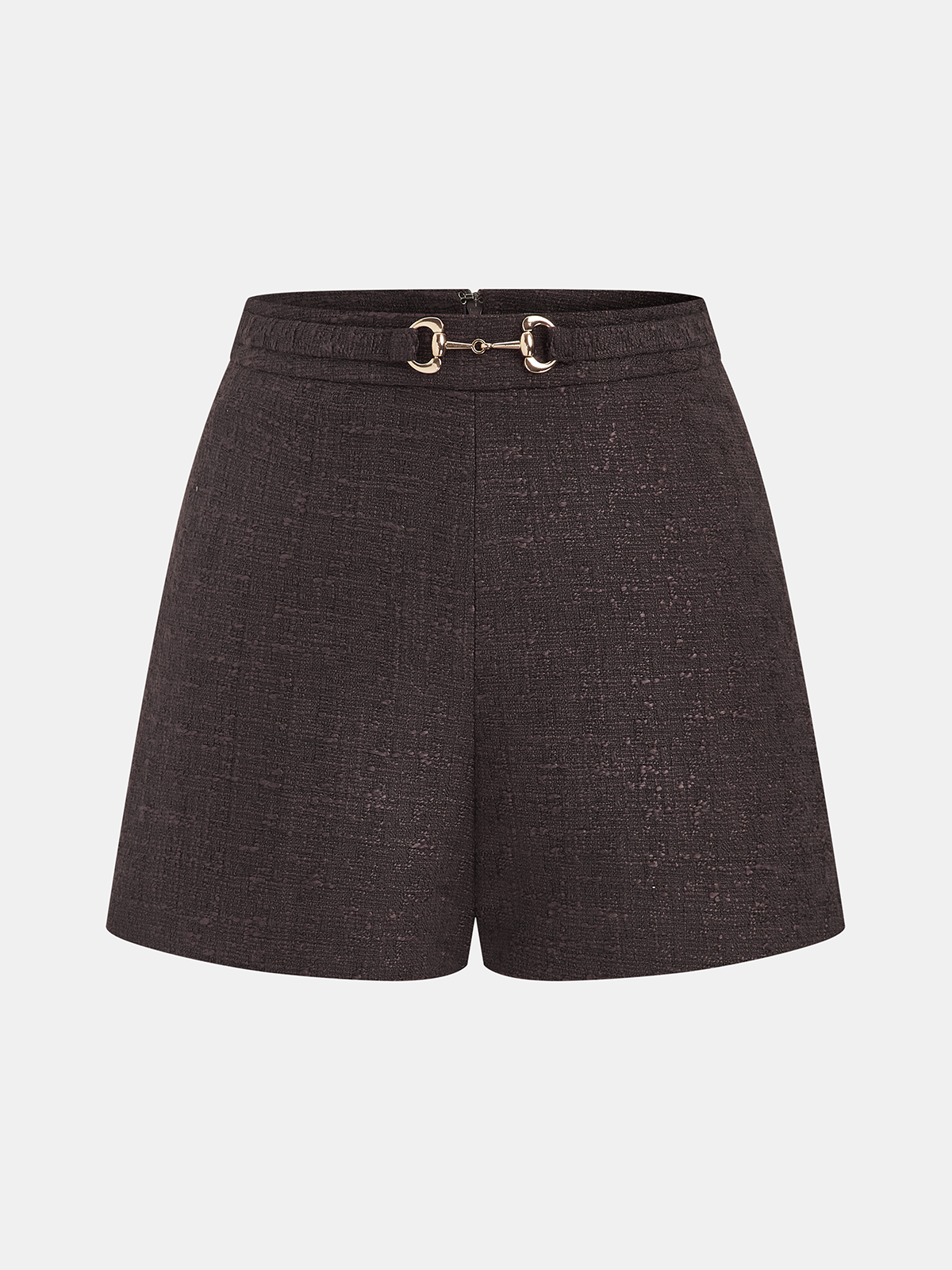 Horsebit Buckle Tweed Shorts-Chicvia