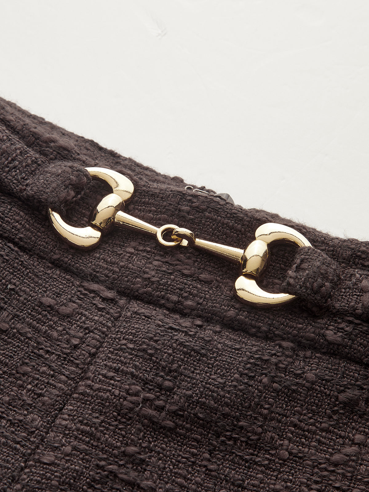 Horsebit Buckle Tweed Shorts-Chicvia