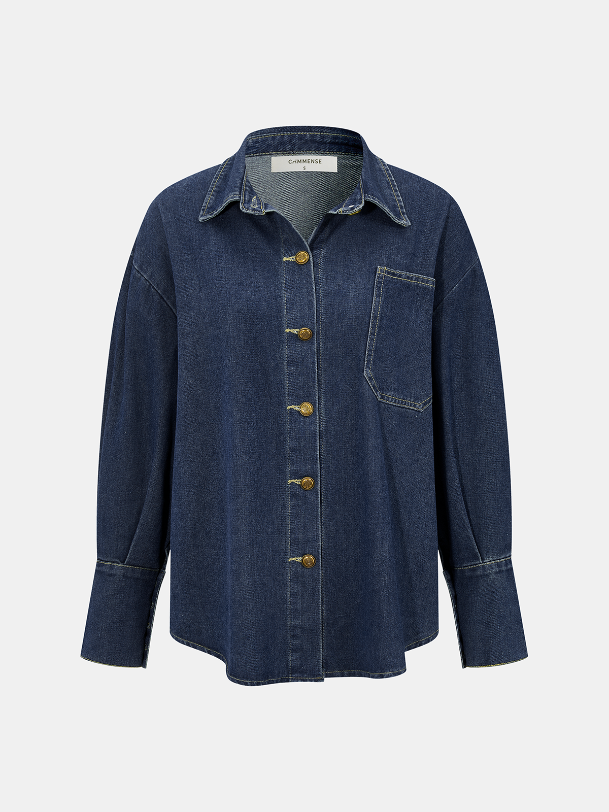 Denim Shirt & Asymmetric Skort Set-Chicvia