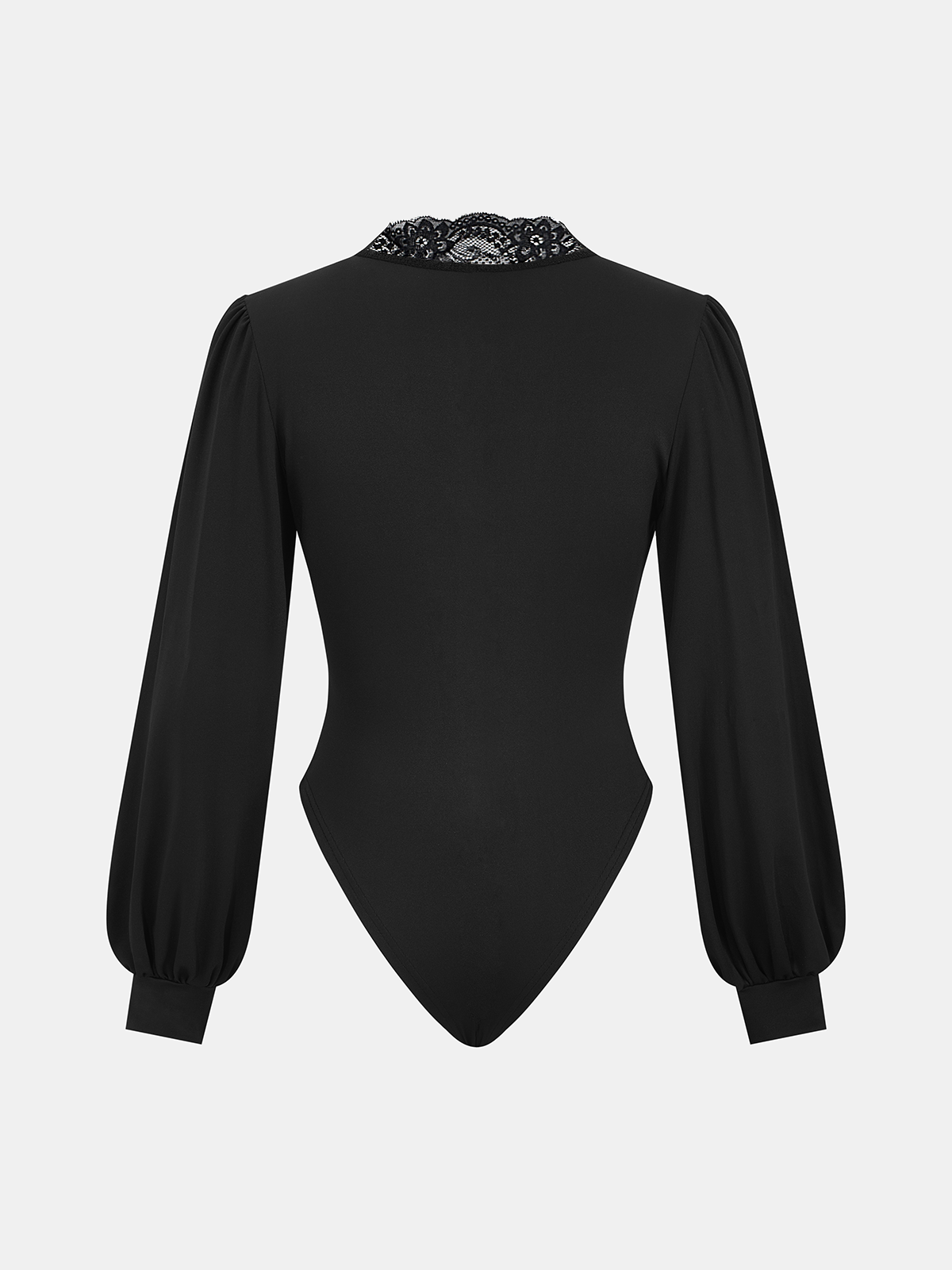 Lace Trim V-Neck Ruched Bodysuit-Chicvia