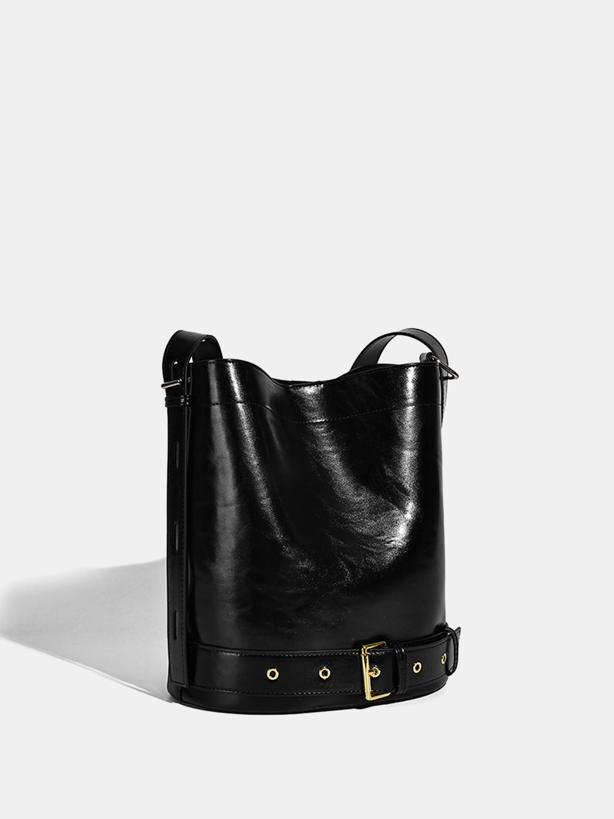 Large-Capacity Buckle Detail Bucket Bag-Chicvia