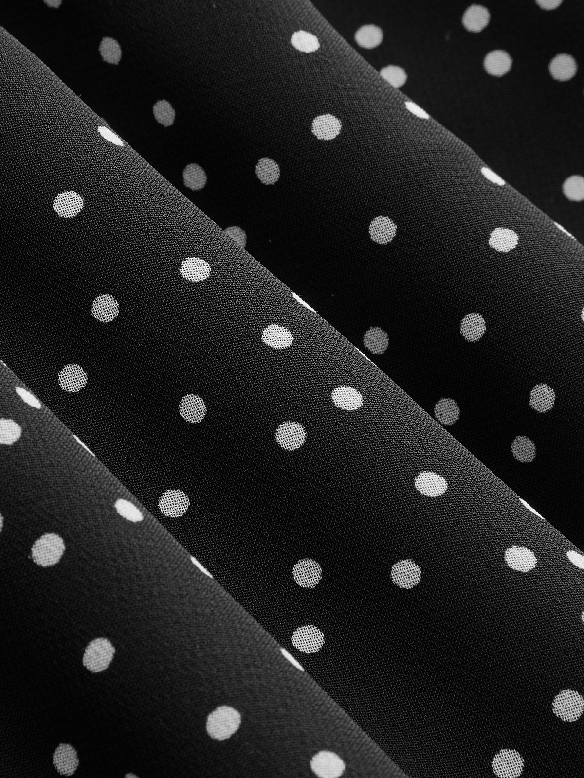 Polka Dot One Shoulder Sheer Mock Neck Blouse-Chicvia