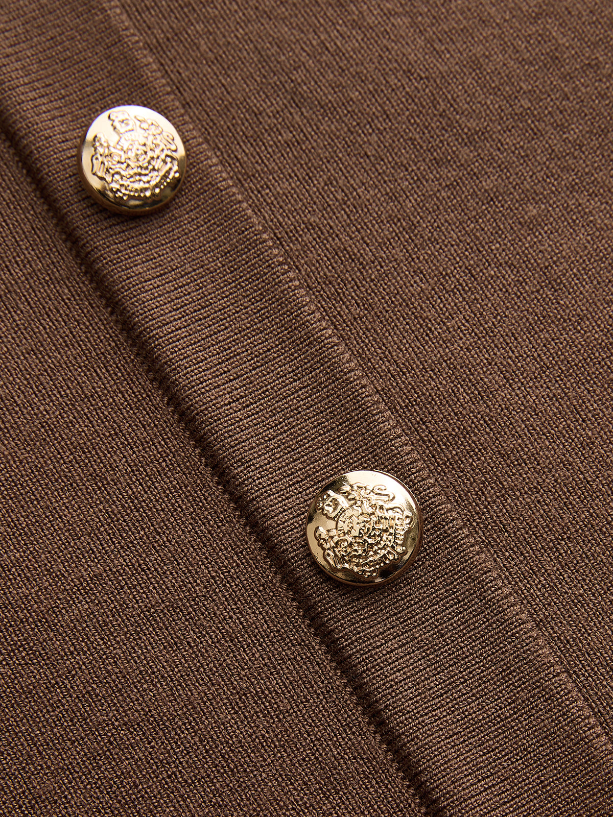 Metal Button Crew-Neck Sleeveless Knit Vest-Chicvia