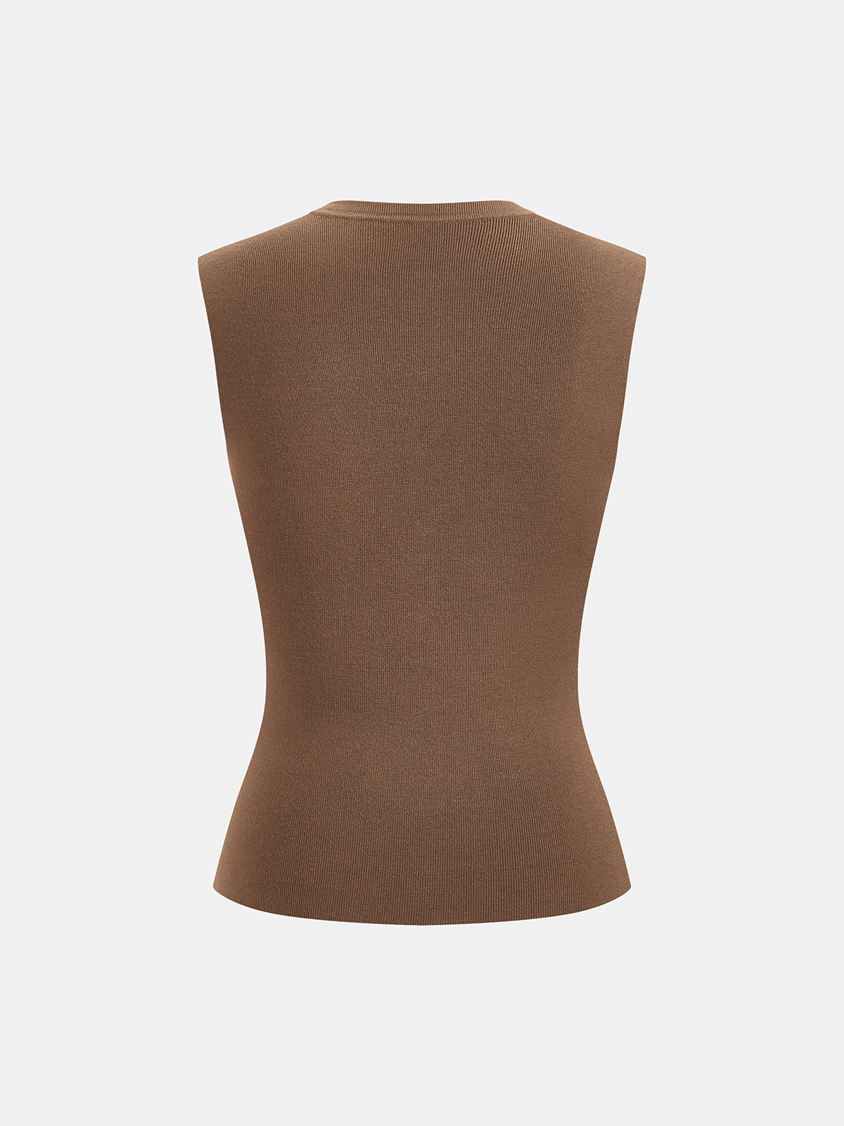 Metal Button Crew-Neck Sleeveless Knit Vest-Chicvia