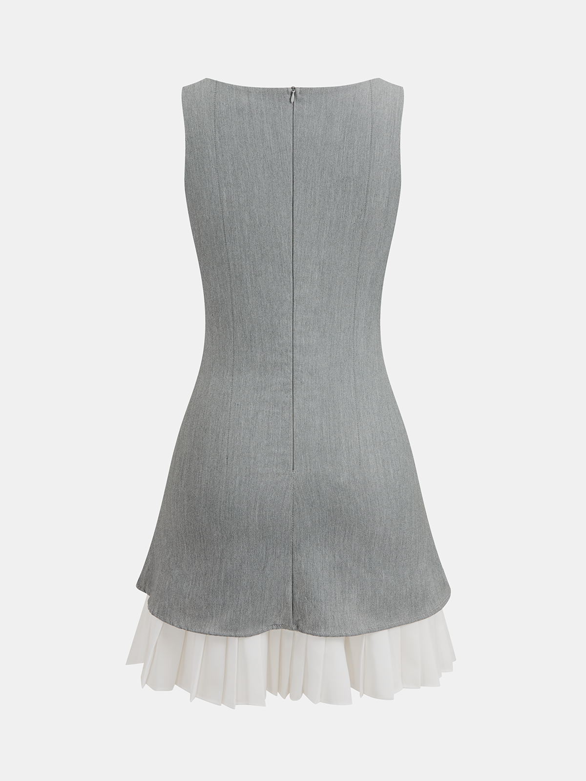 Contrast Pleated Hem Sleeveless Mini Dress-Chicvia