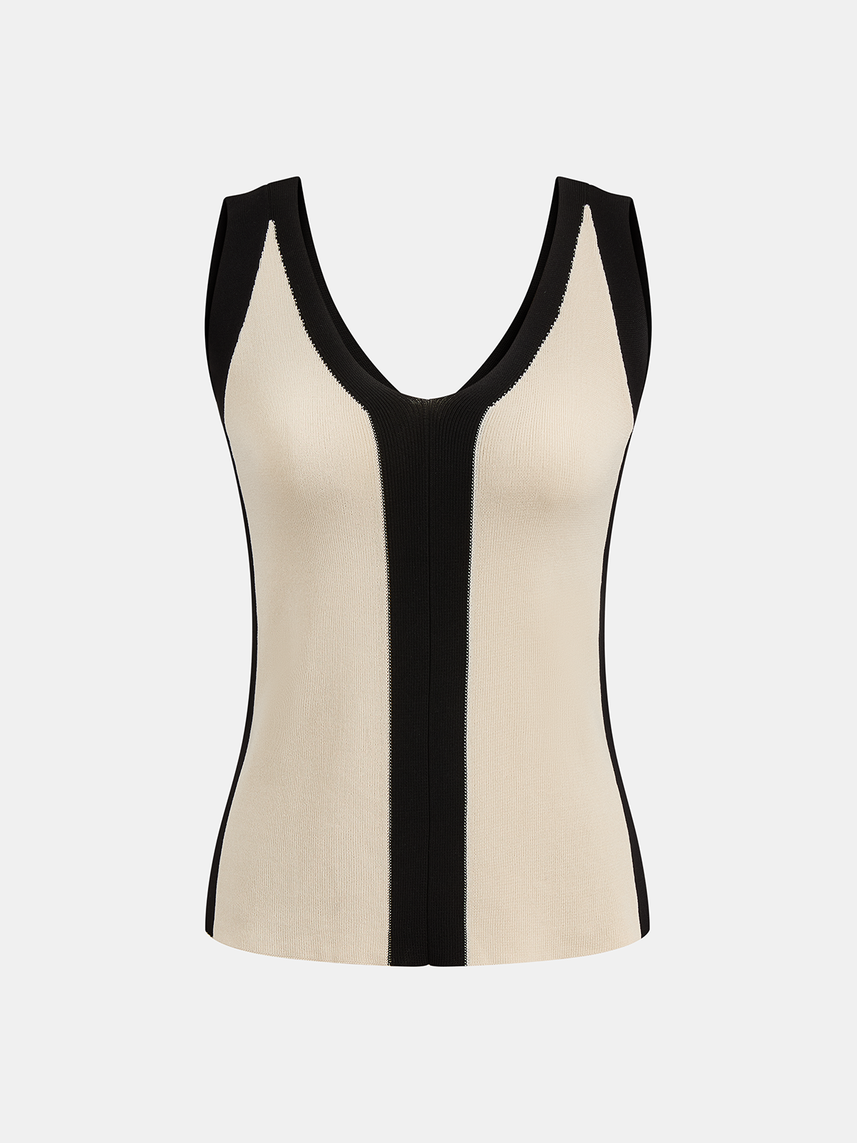 Color Block Knit Tank Top & Pants Set-Chicvia