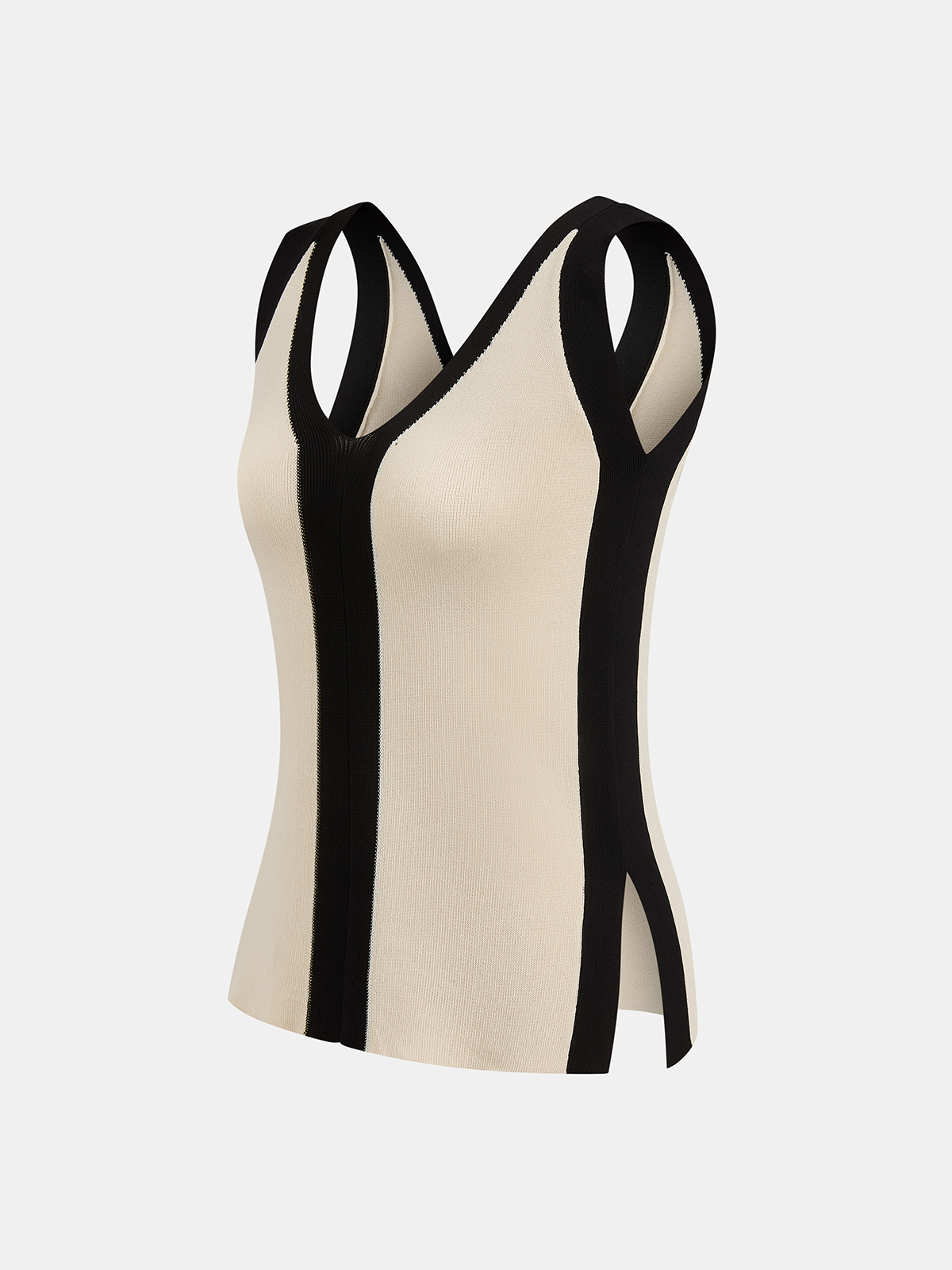 Color Block Knit Tank Top & Pants Set-Chicvia