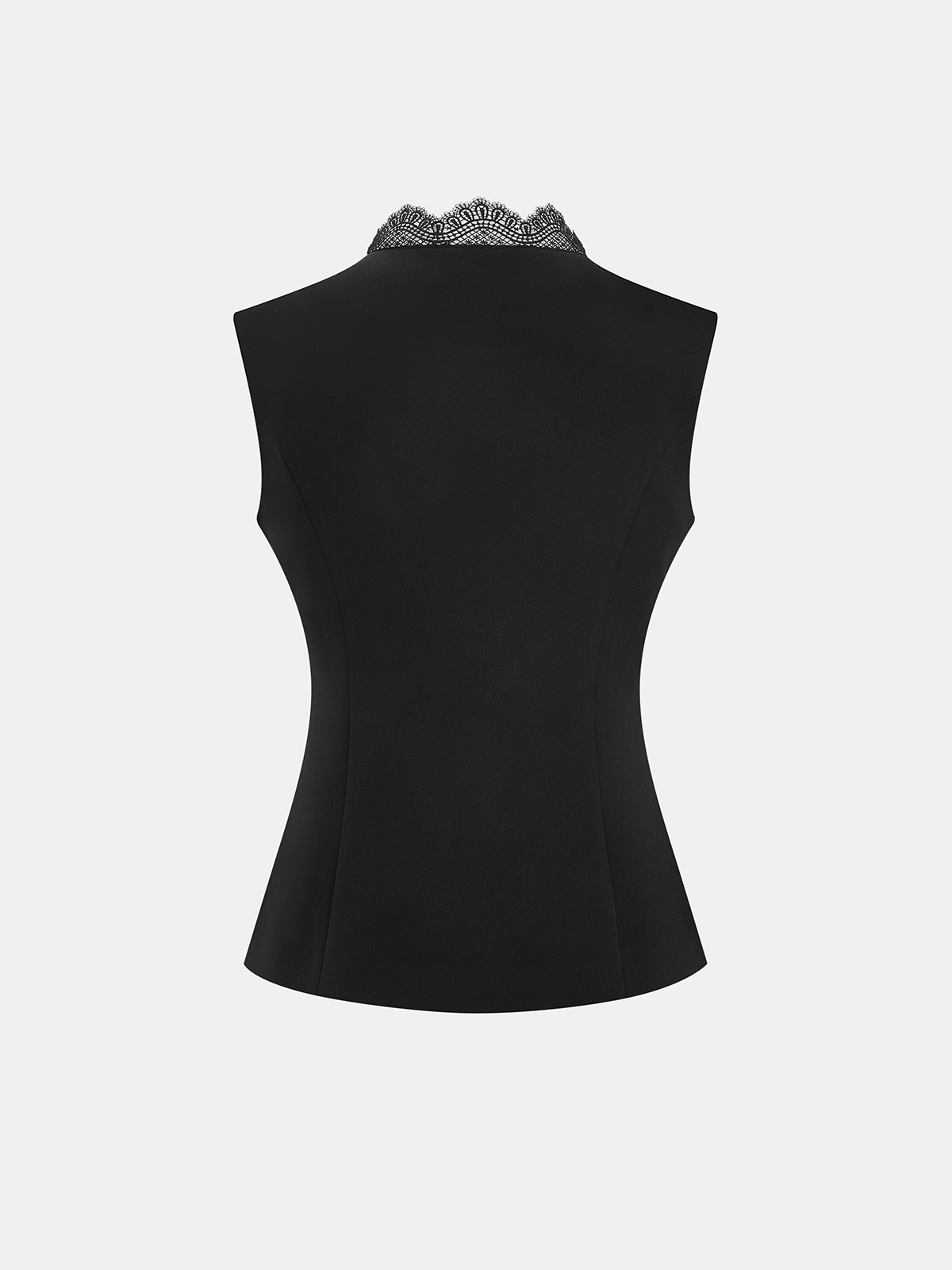 Lace Trim Sleeveless Vest-Chicvia